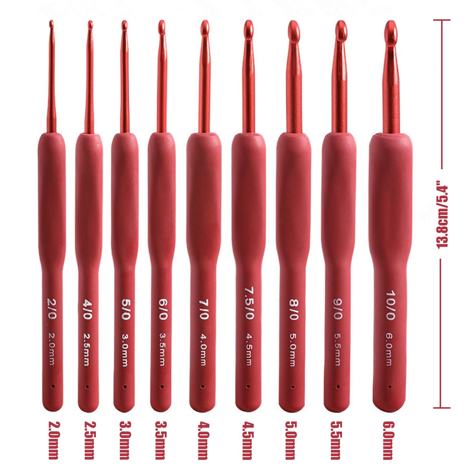 Dasonwin 9-Piece Aluminum Crochet Hooks Set (2.0mm-6.0mm) - Ergonomic Grip, Lightweight & Easy to Use for Beginners to Experts - Perfect for DIY Yarn Crafts, Amigurumi, Blankets & Scarf Making - Great Gift for Women & Crochet Enthusiasts