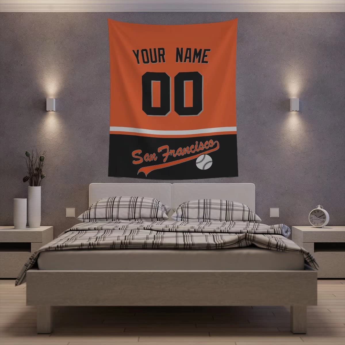 Custom San Francisco Wall Tapestry - Personalized Name & Number Wall Art Decor | Perfect Gift for Men & Sports Fans | Home Decor, Bedroom, Living Room, Dorm Wall Hanging