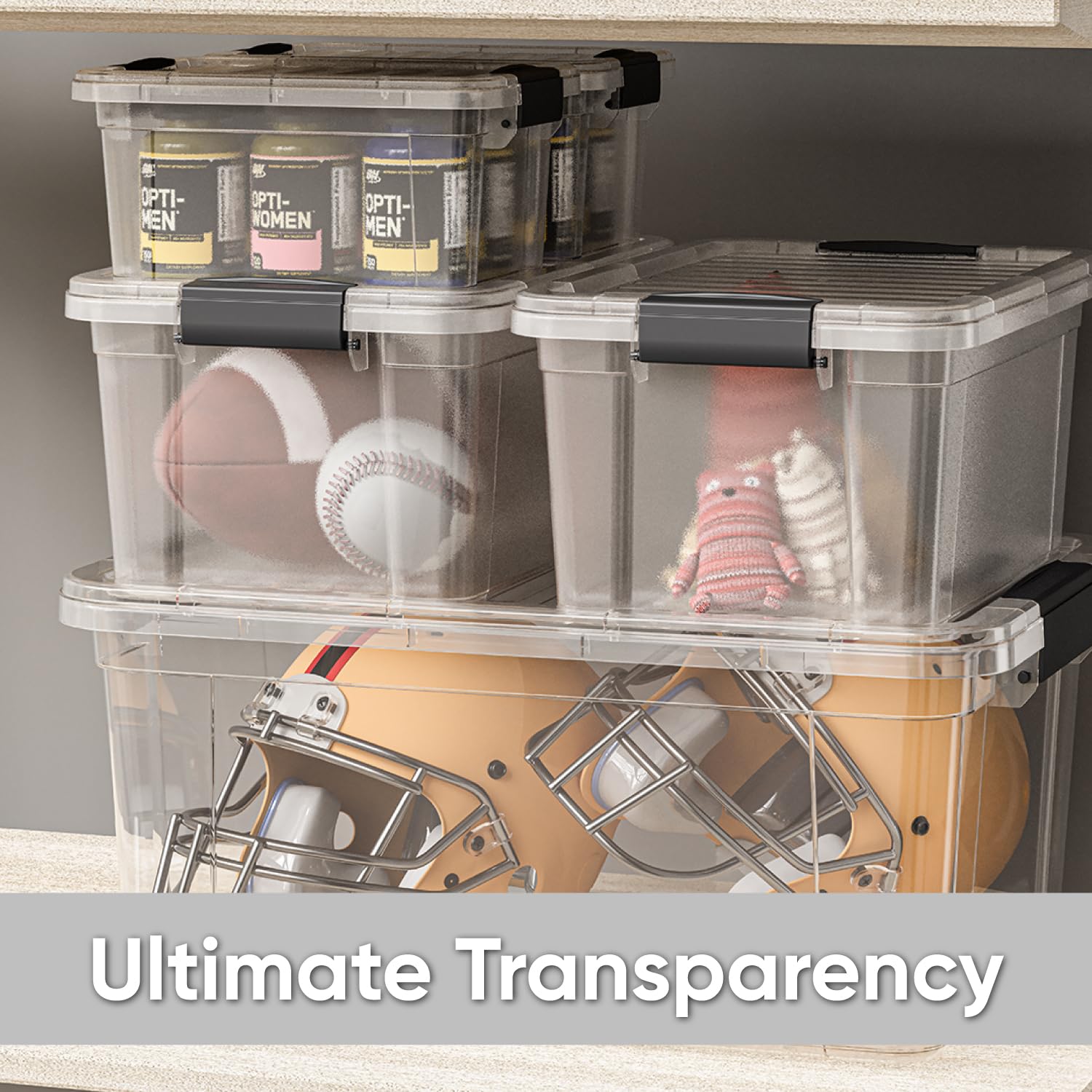 Superior Clear Plastic Storage Bins with Lids - 2 Pack 4.5 Qt Stackable Organizing Containers | BPA Free & Odor Free | Perfect for Home, Dorm, Pantry & Closet Organization | Space Saving Storage Solution