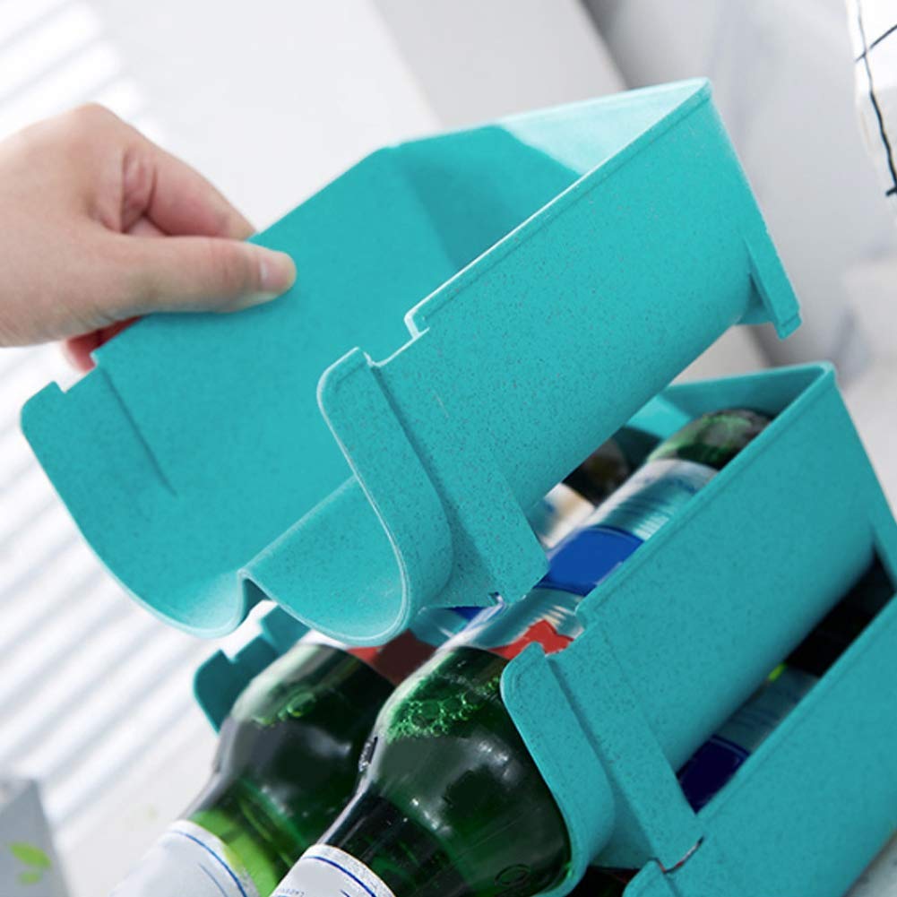Stackable Beer Can Organizer & Refrigerator Rack - Blue Canned Beverage Storage Holder for Kitchen, Fridge, Party, Camping & Outdoor Use