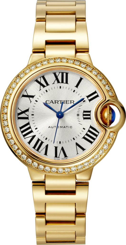Cartier Ballon Bleu 36mm Yellow Gold Diamond Ladies Watch - Luxury Women's Timepiece for Formal Events & Special Occasions