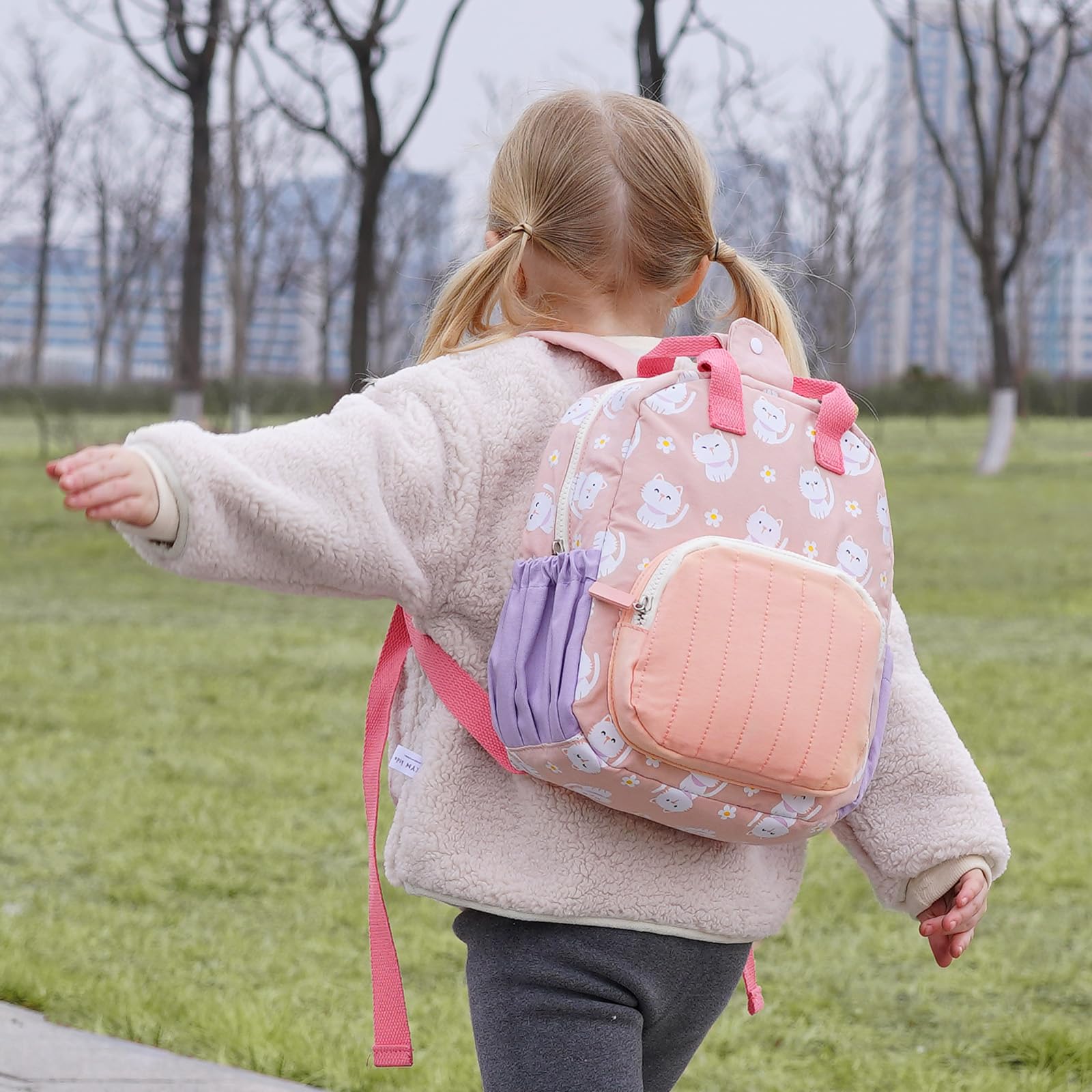 GAGAKU Cute Pink Cat Toddler Backpack for Girls 2-6 Years - Breathable Mini Preschool Backpack for School, Travel & Daycare - Lightweight Kids Backpack with Adjustable Straps | Perfect for Kindergarten, Playdates & Family Outings