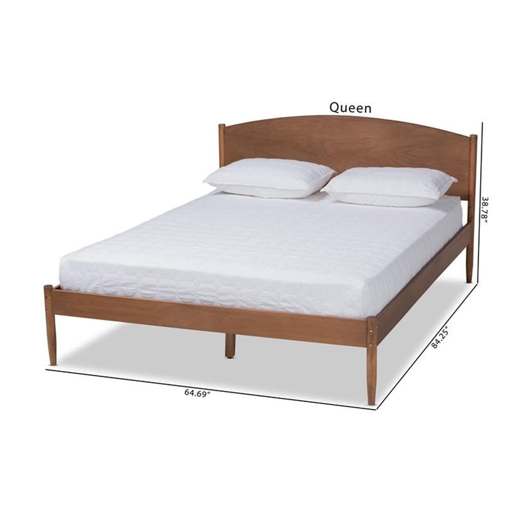 BOWERY HILL Full Size Wood Platform Bed with Ash Brown Finish - Sturdy & Stylish Bed Frame for Modern Bedrooms, Guest Rooms & Dorm Rooms
