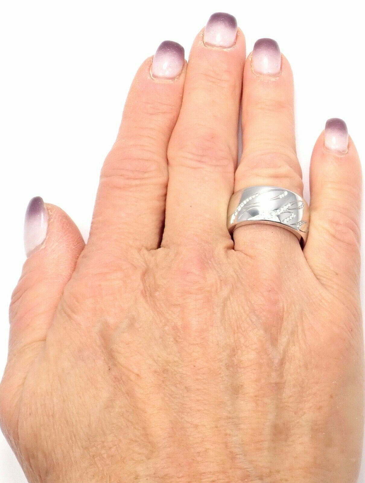 Chopard Chopardissimo 18k White Gold Diamond Signature Band Ring - Size 6 with Certification - Perfect for Anniversary Gifts, Engagement Rings & Luxury Jewelry Collections