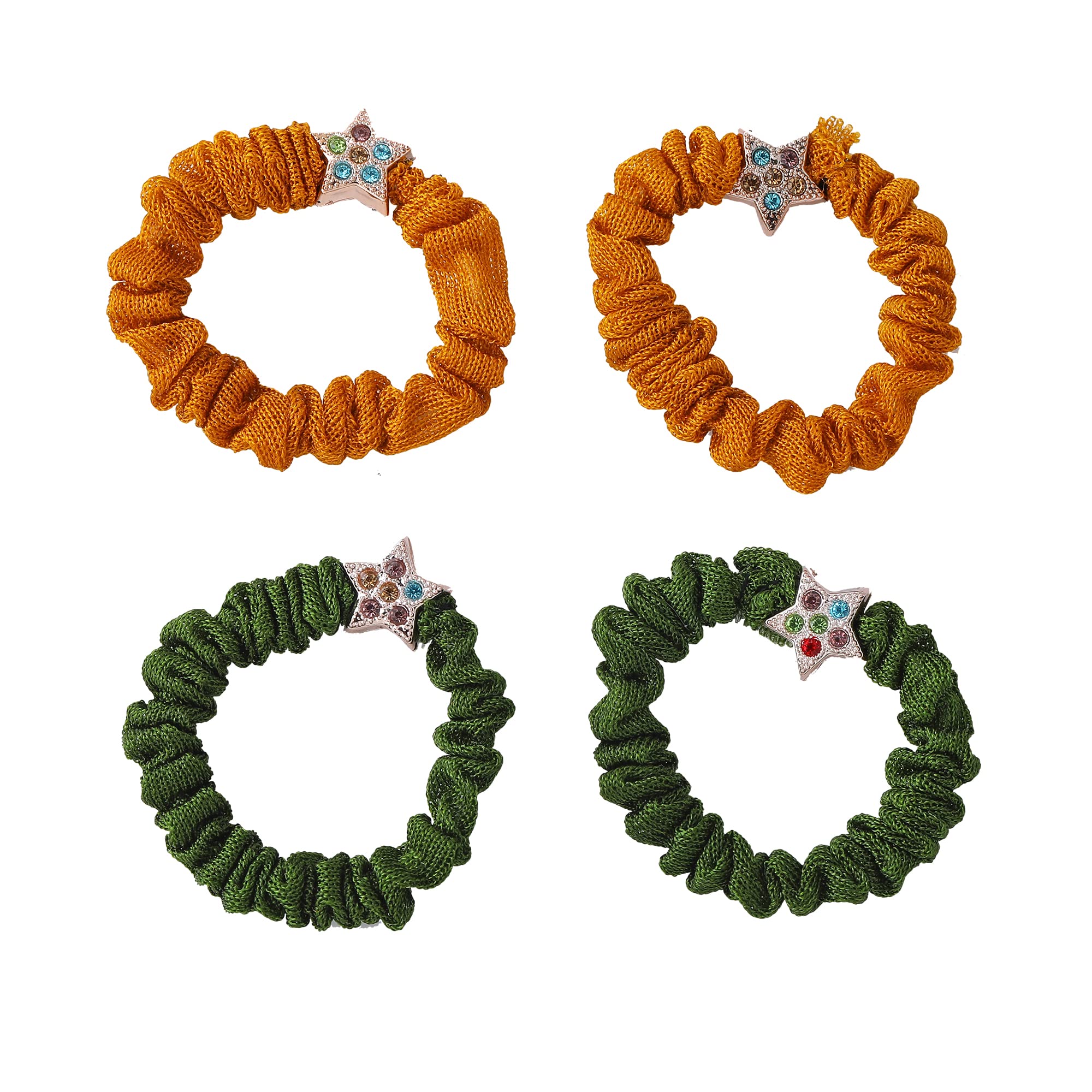 Estele Multicolor Hair Rubber Bands for Women & Girls - 4 Pack Soft Elastic Hair Ties for Ponytails, Braids & Everyday Use