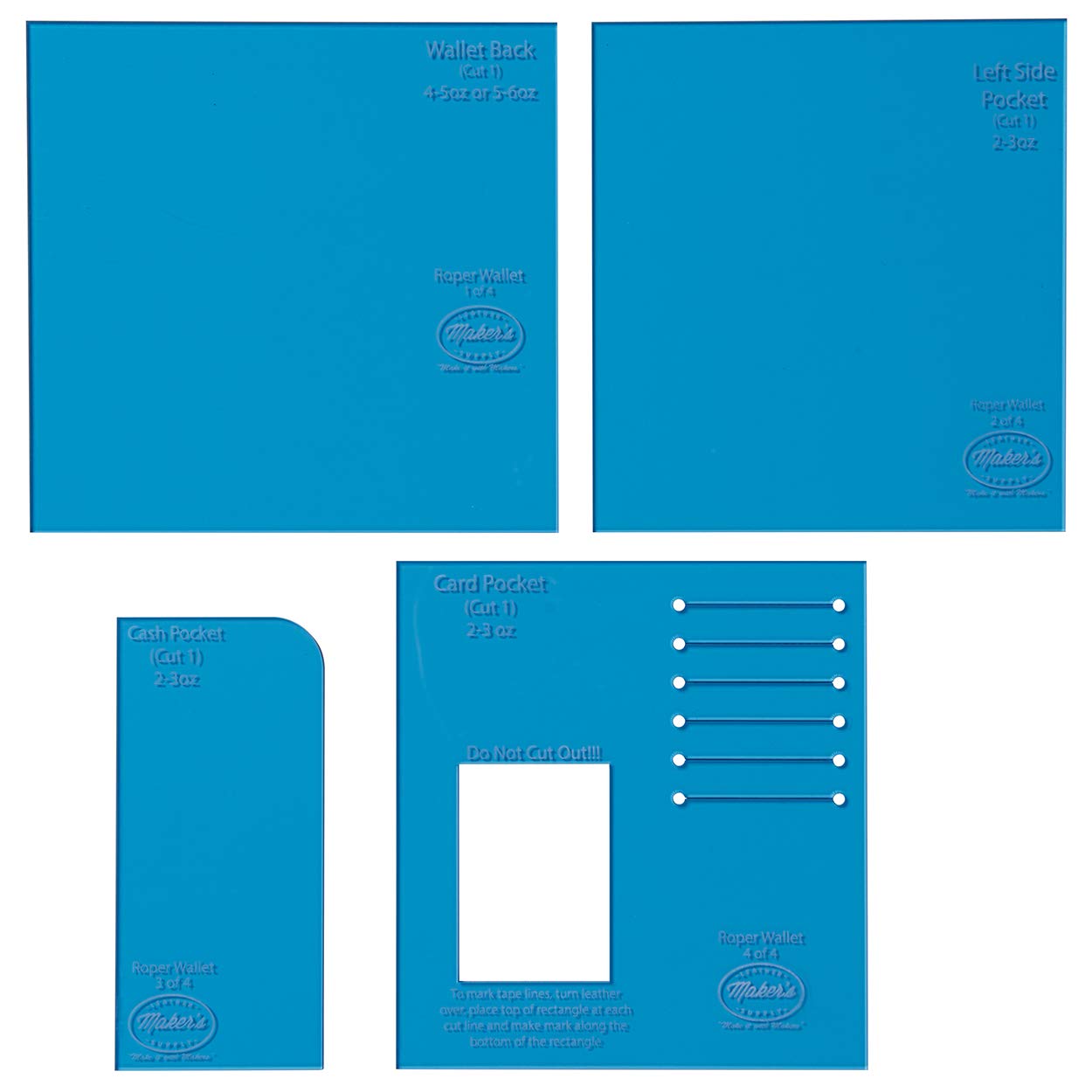 Maker's Leather Supply Weaver Leather Roper Wallet Acrylic Template Set - Blue | DIY Leather Craft Tool for Wallet Making, Perfect for Leatherworking Projects & Gifts