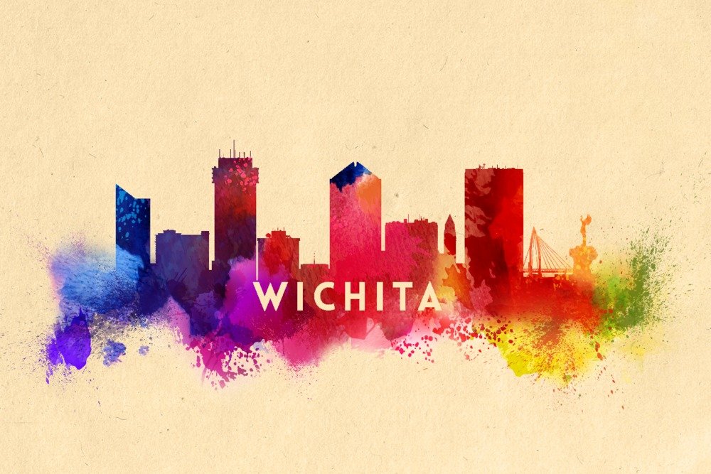 Wichita Kansas Skyline Abstract Art Print - 9x12 Wall Decor Travel Poster for Home & Office Decoration | Perfect for Living Room, Bedroom & Office Spaces