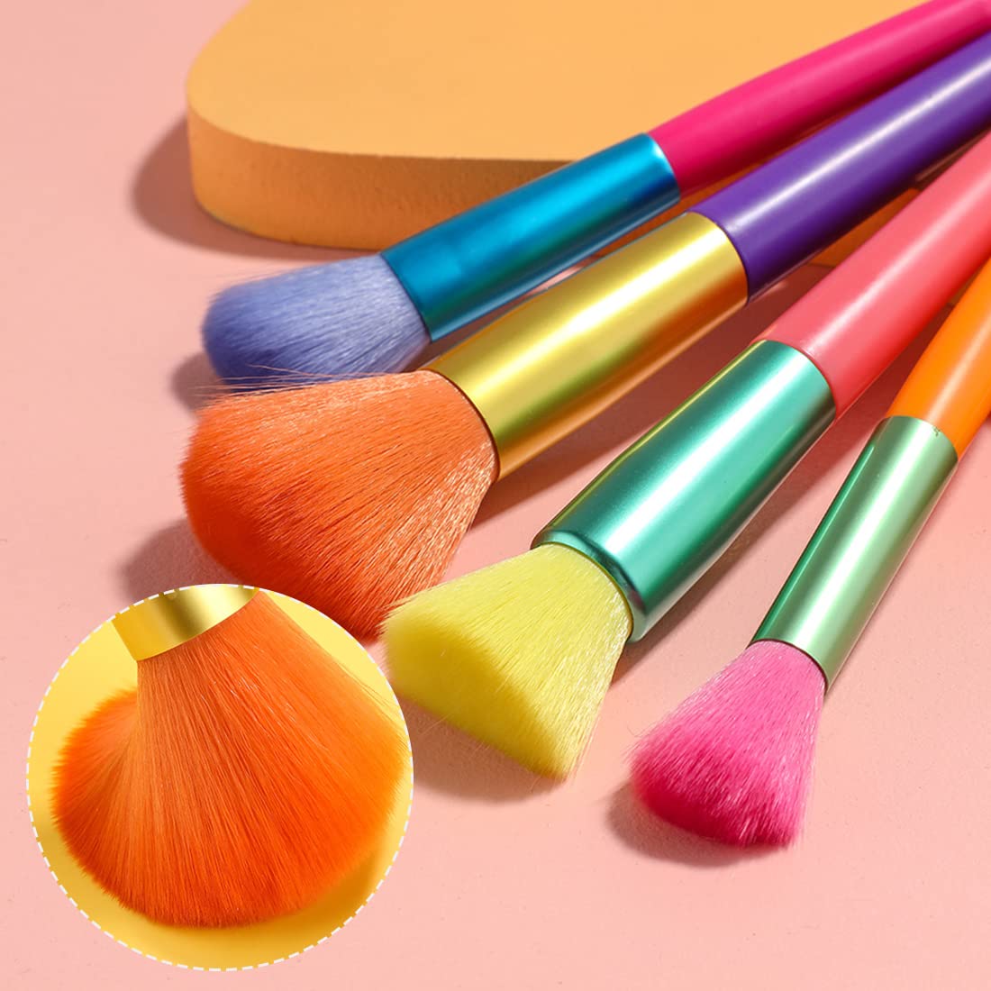15-Piece Premium Synthetic Rainbow Makeup Brush Set - Professional Kabuki, Face Powder, Blush & Foundation Brushes with Travel Case | Perfect for Makeup Artists & Beginners (Colorful Cosmetic Brush Kit) - Ideal for Home, Travel & Professional Makeup Application