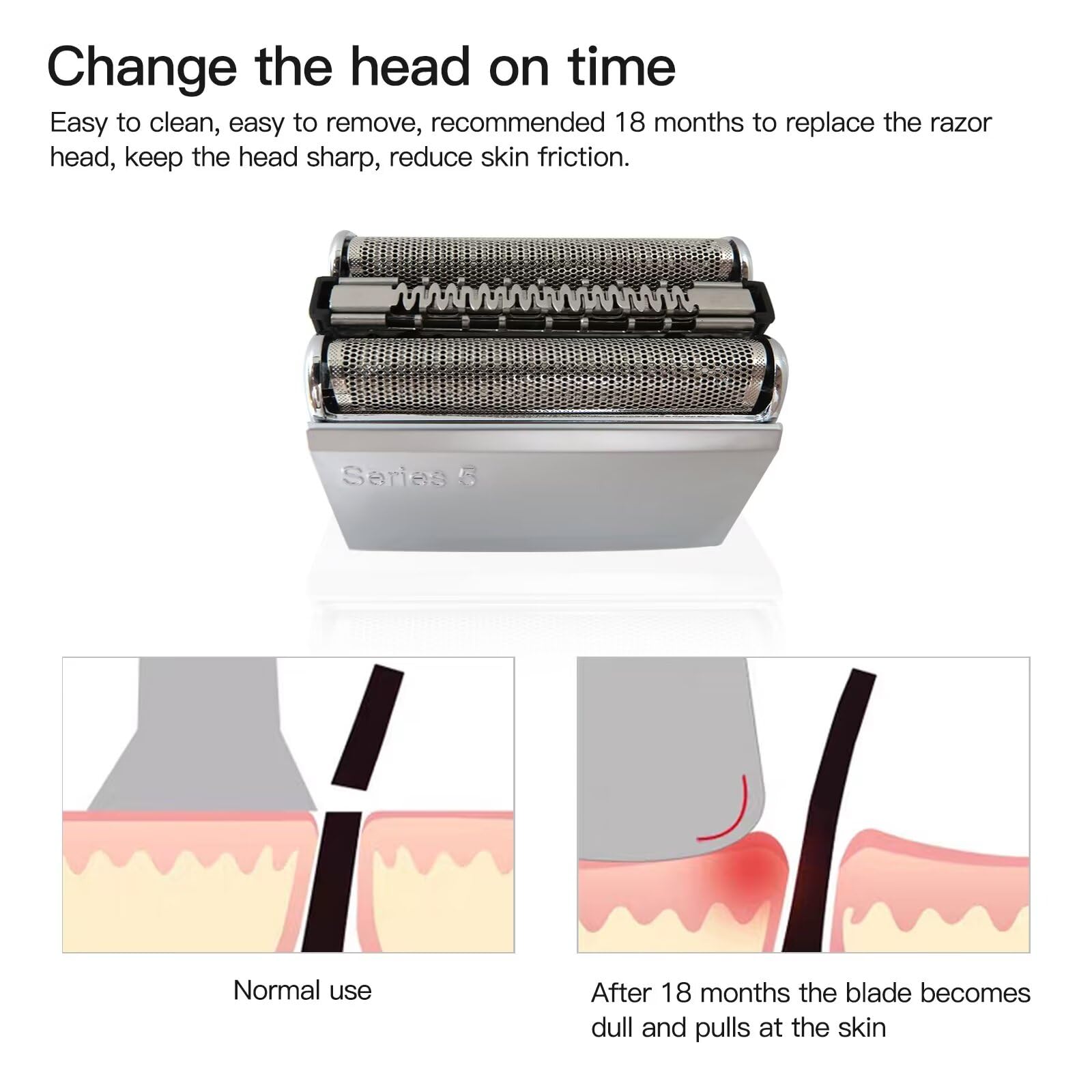 52S Silver Replacement Shaver Foil Head for Philips Norelco 5 Series 5040, 5040s, 5050, 5050cc - Compatible Shaving Blades for Men's Electric Razor - Perfect for Home, Travel & Daily Grooming