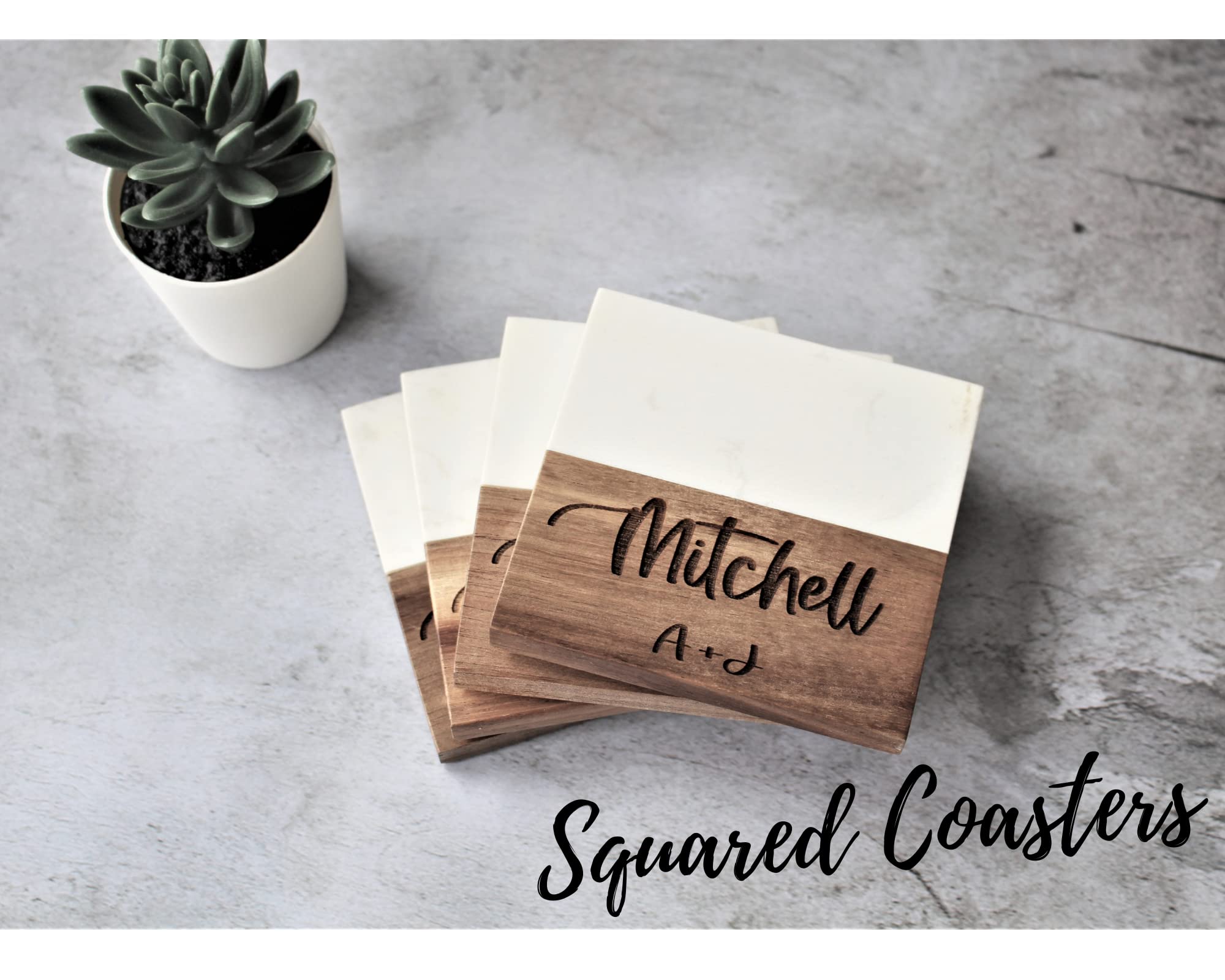 Personalized Marble and Wood Cutting Board Set with Coasters - Custom Engraved Charcuterie Board for Kitchen, Entertaining - Perfect Christmas, Anniversary, Wedding, Bridal Shower, Engagement & Housewarming Gift Idea for Food Lovers