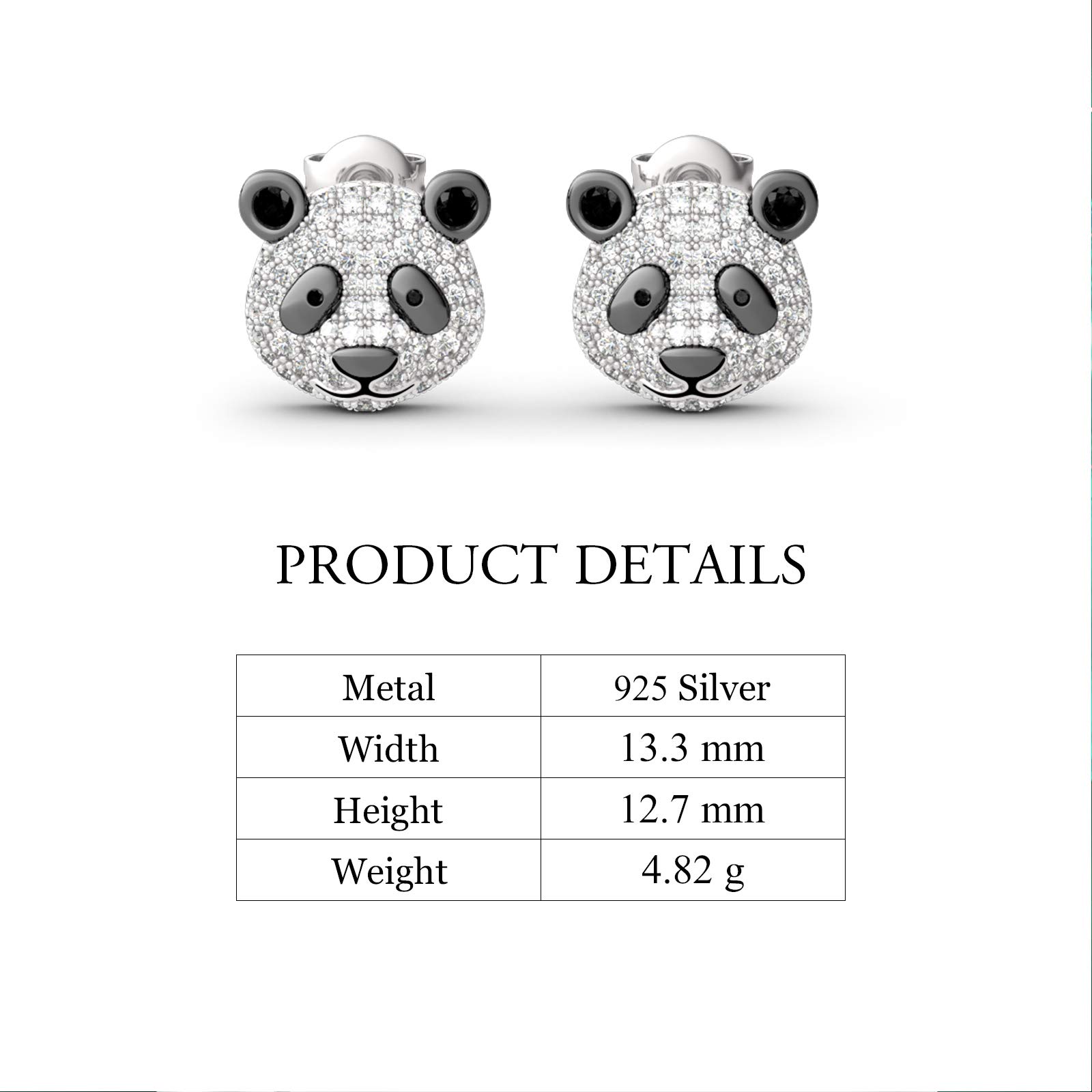 Jeulia 'Be Calm and Steady' Cute Panda Sterling Silver Earrings for Women - Dainty Animal Jewelry Gift for Girlfriend, Wife, Daughter - Comes with Elegant Gift Box - Perfect for Birthdays, Anniversaries & Everyday Wear