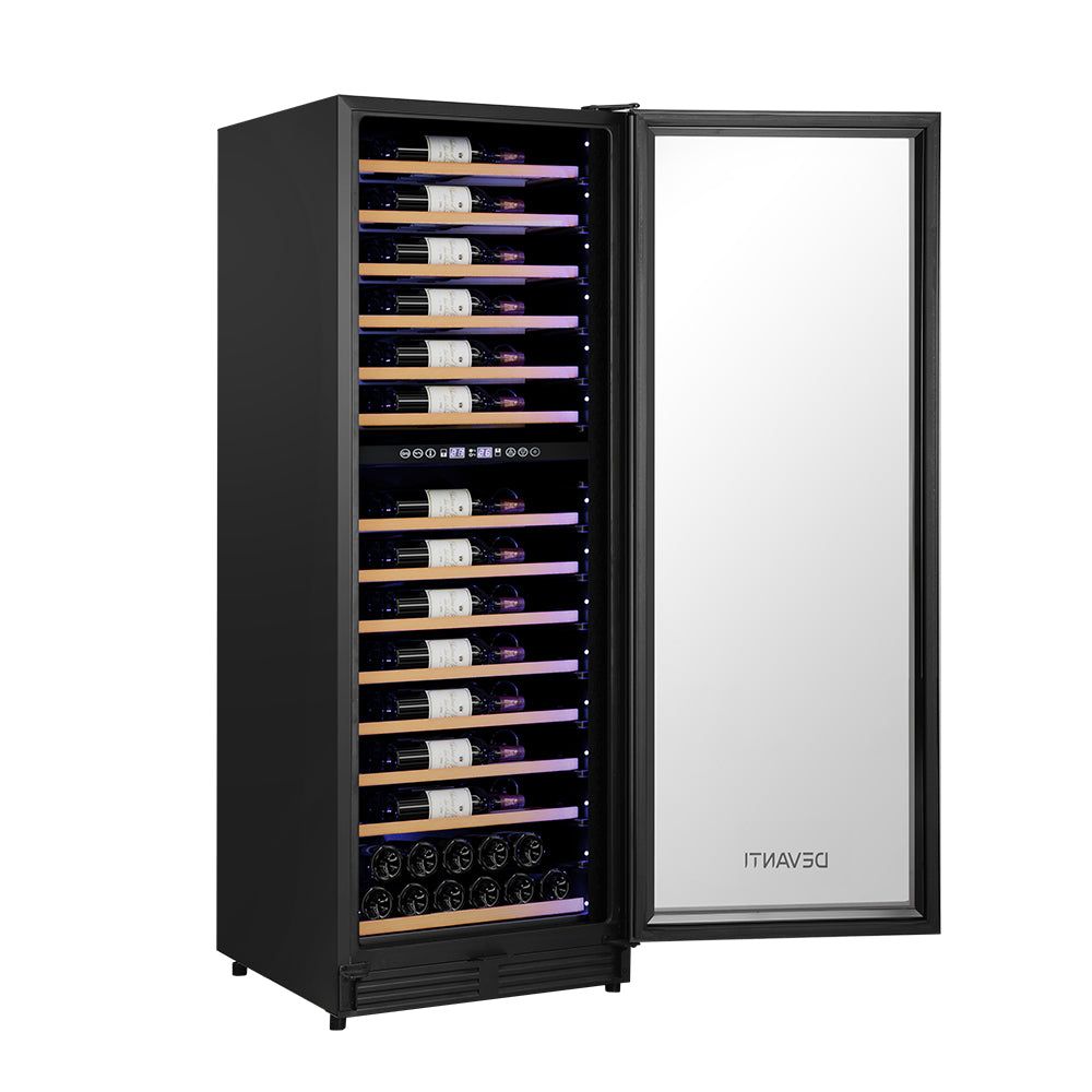 Devanti 128 Bottle Dual Zone Wine Cooler Refrigerator - Perfect for Home Bars, Restaurants, and Wine Cellars