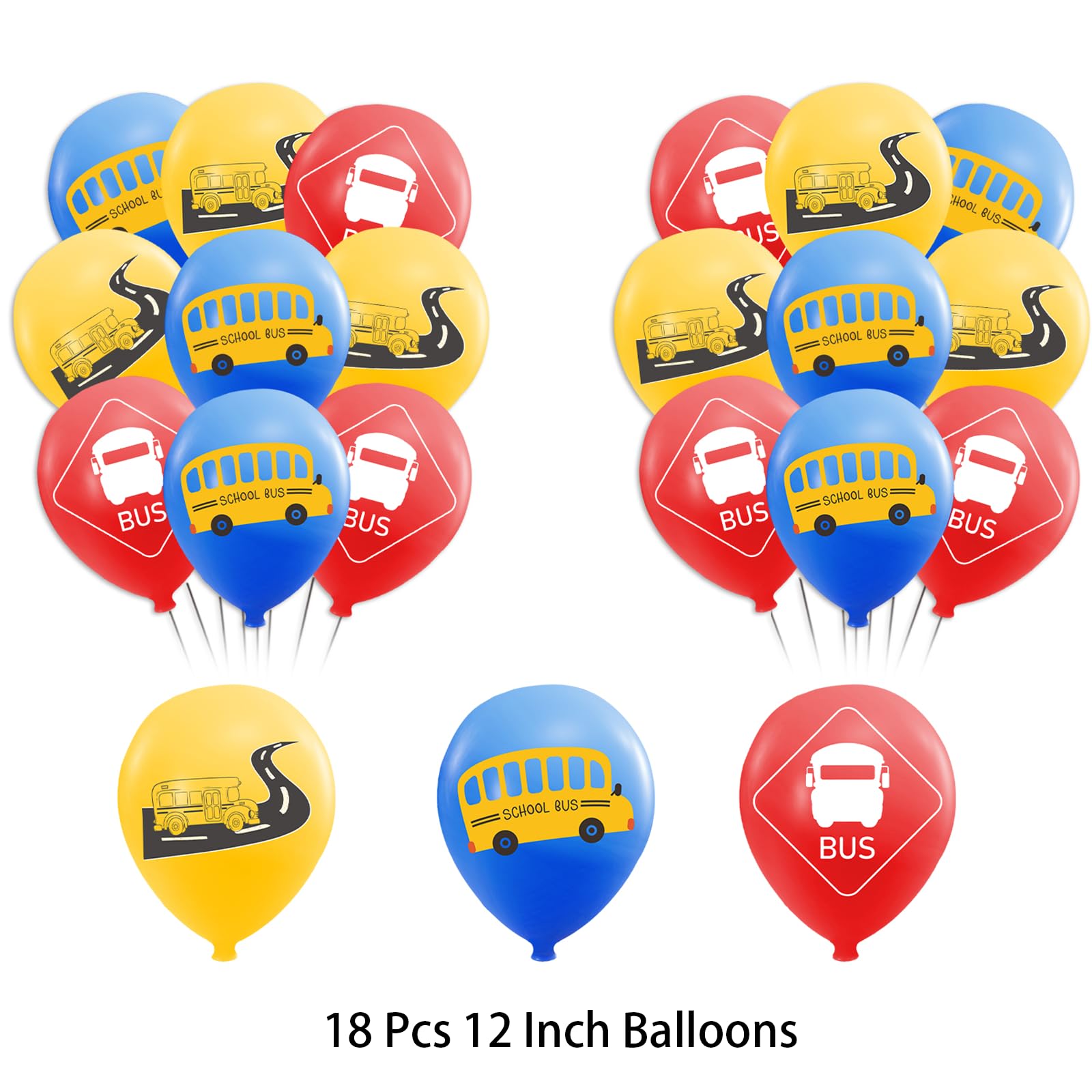 School Bus Birthday Party Decorations Set - Includes Happy Birthday Banner, Cake & Cupcake Toppers, Balloons - Perfect for School Bus Themed Parties, Back to School Celebrations & Kids Classroom Events