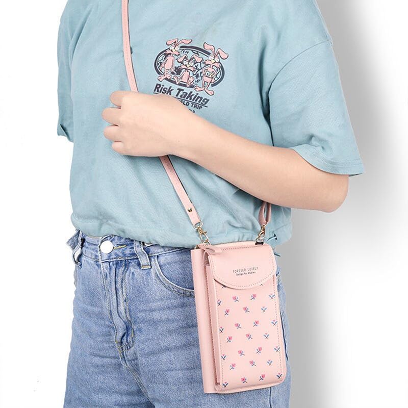 MOCA Women's Crossbody Sling Bag with Phone Holder - Stylish Wallet Purse Clutch for Women & Girls (Pink) | Perfect for Everyday Use, Travel, Shopping & Parties
