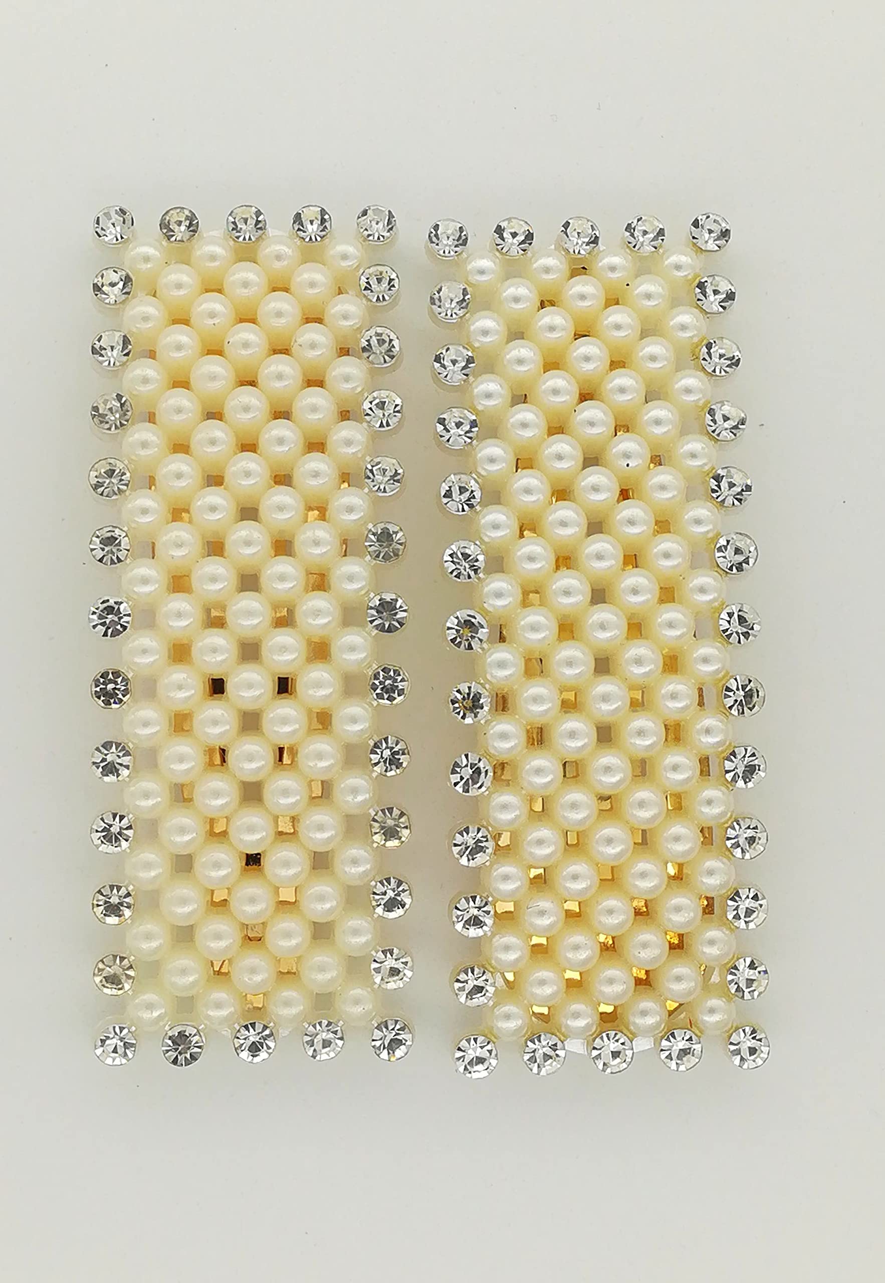 Kanthan Pearl Hair Clips for Women & Girls - Elegant Rectangle Barrettes Hairpins (Pack of 2) - Perfect for Weddings, Parties & Everyday Hairstyles