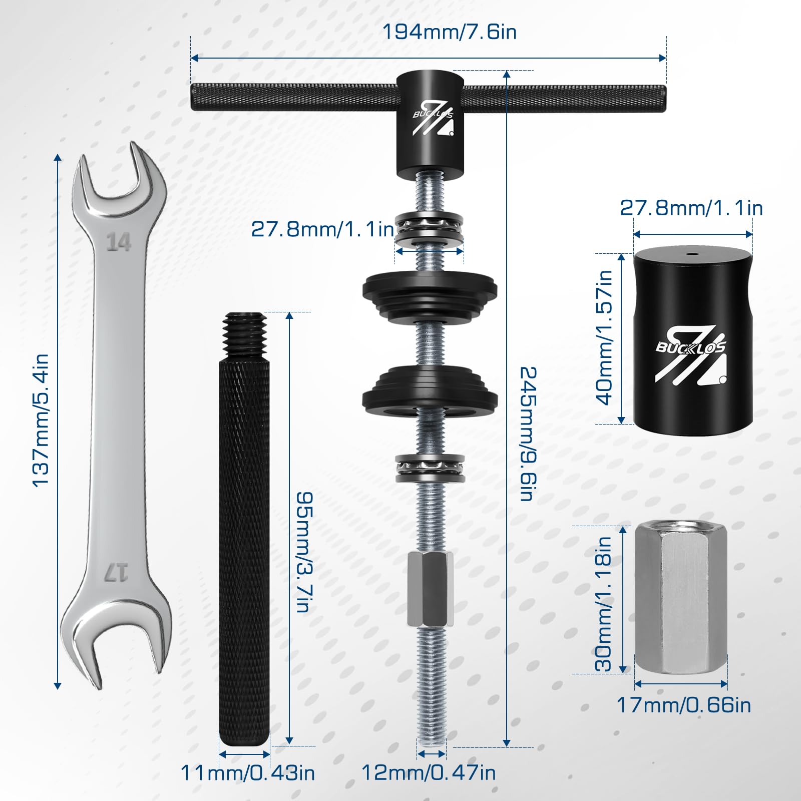 BUCKLOS Bike Headset Press Tool - Bottom Bracket Installation Kit with Bearing Press - Compatible with Most Bicycle Headsets & Press-Fit Bottom Brackets - Perfect for DIY Bike Repair & Maintenance at Home or Shop