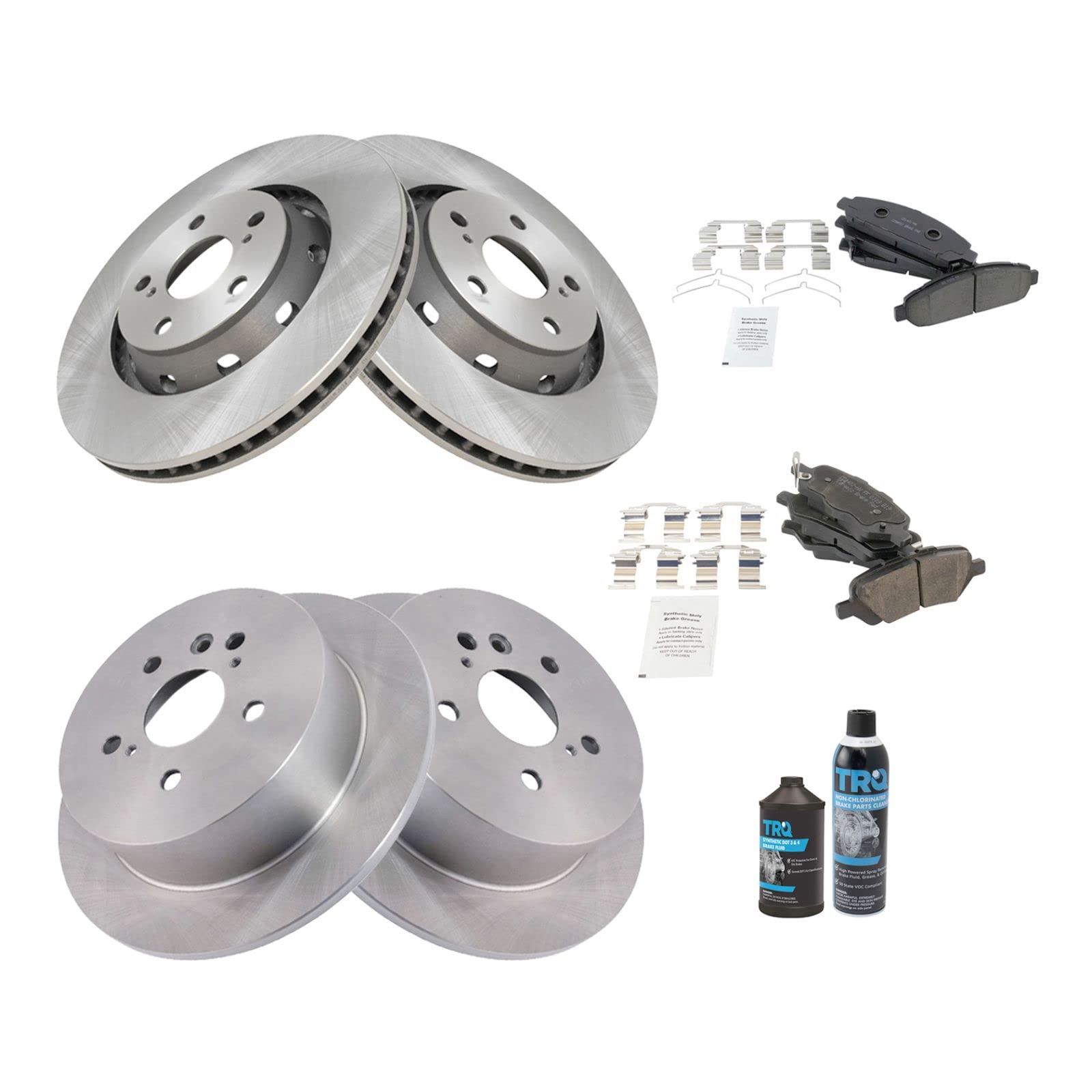 High-Performance Front & Rear Ceramic Brake Pads & Rotors Kit for 2009-2015 Toyota Venza - Includes Brake Chemical Kit for Smooth, Quiet Stopping - Perfect for Daily Commuting & Highway Driving