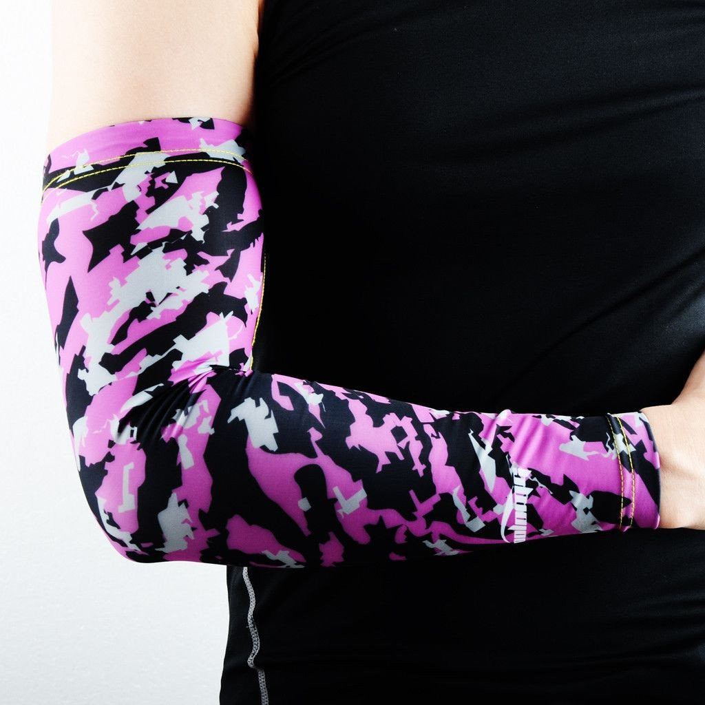 Camo Purple Compression Arm Sleeves for Men & Women - UV Protection & Muscle Support - Perfect for Running, Basketball & Outdoor Sports