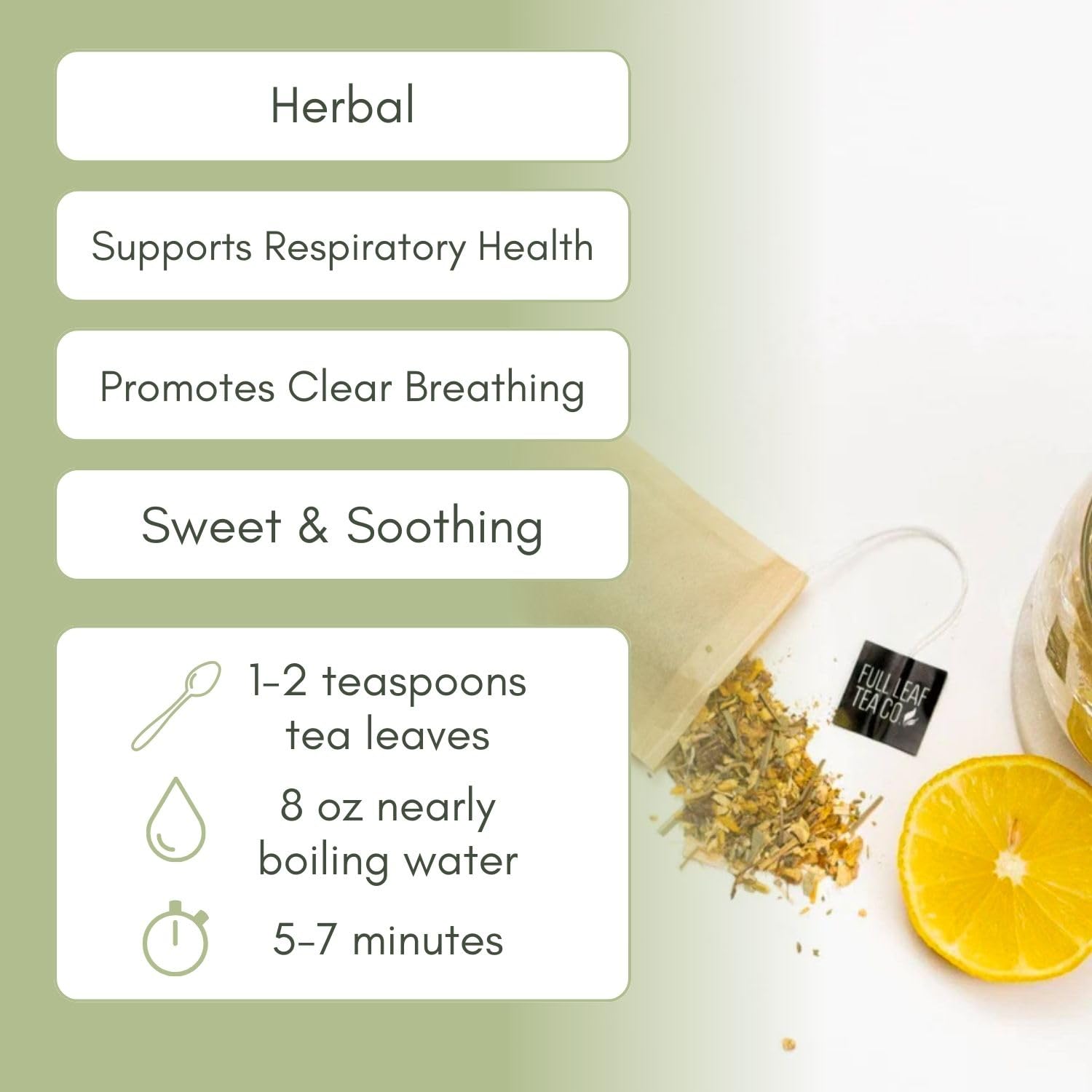 Organic Lung Health Loose Leaf Tea - 1/2 Pound Bag (Approx. 120 Servings) | Full Leaf Tea Co. | Herbal Tea for Respiratory Support & Wellness | Perfect for Daily Detox & Immune Boosting