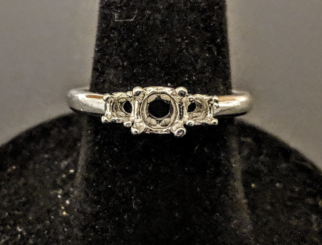 14K Gold or Sterling Silver Three Stone Ring Blank - Size 7 Round Pre-Notched Shank Setting (143821/163821) - Perfect for Jewelry Making, Engagement Rings & Custom Designs