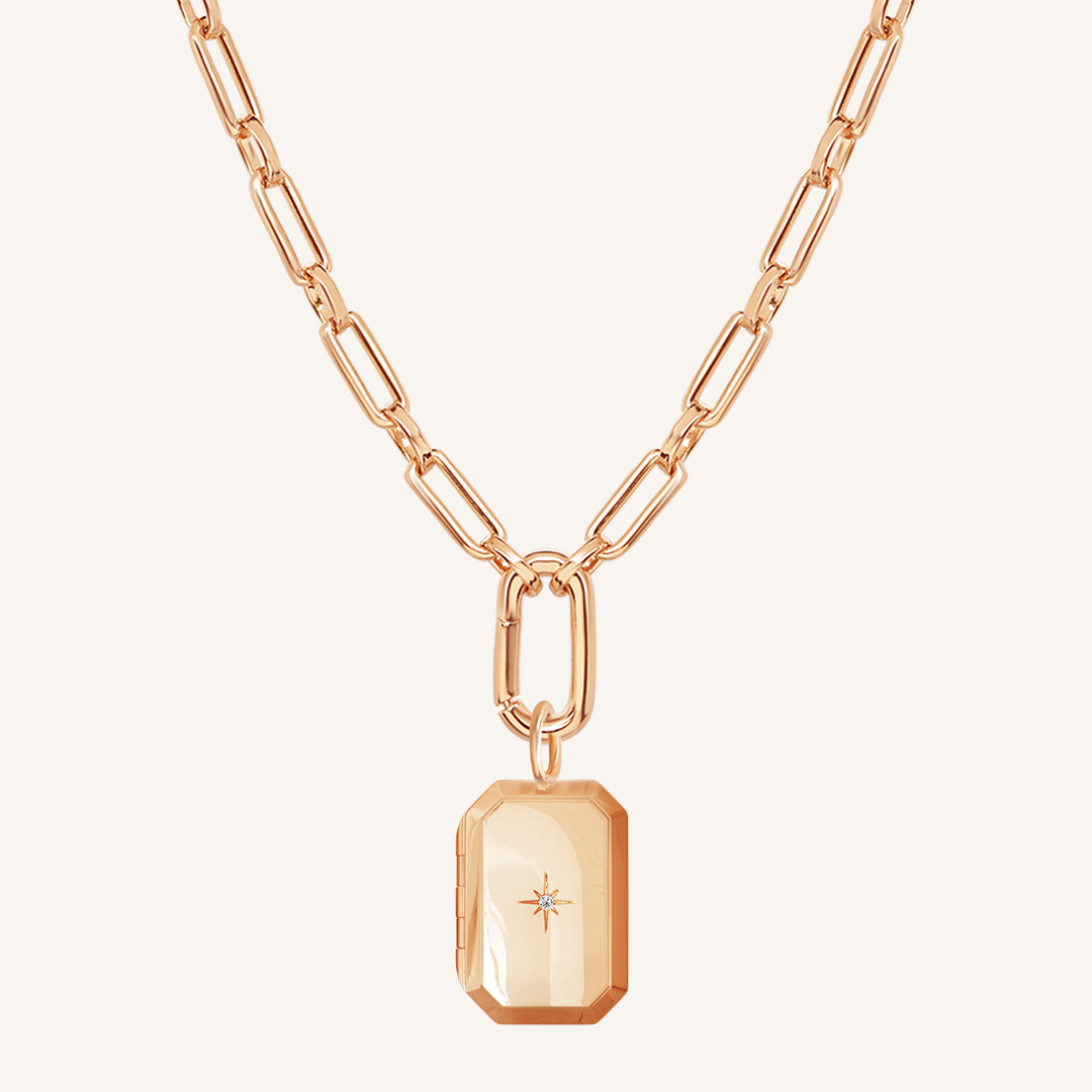 Bevel Photo Locket Necklace - Personalized Engraved Heart Pendant for Women - Perfect for Anniversaries, Valentine's Day & Memorial Gifts