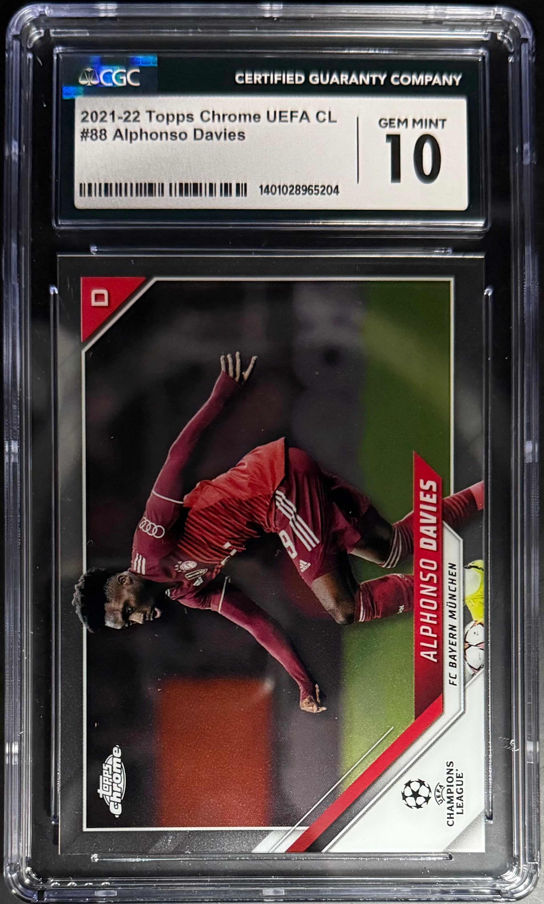 Topps Alphonso Davies Base Card Chrome UEFA Champions League 2021-22 #88 CGC 10 Gem Mint - Soccer Trading Card for Collectors & Fans, Perfect for Display & Investment