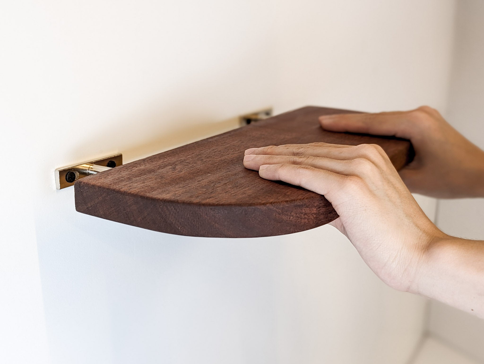 Stylish Thin Mahogany Floating Shelf with Rounded Corners - Perfect for Bathroom, Bedroom & Living Room Wall Decor | Space-Saving Storage Solution