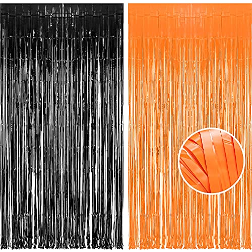 1 Black 1 Orange Foil Curtains