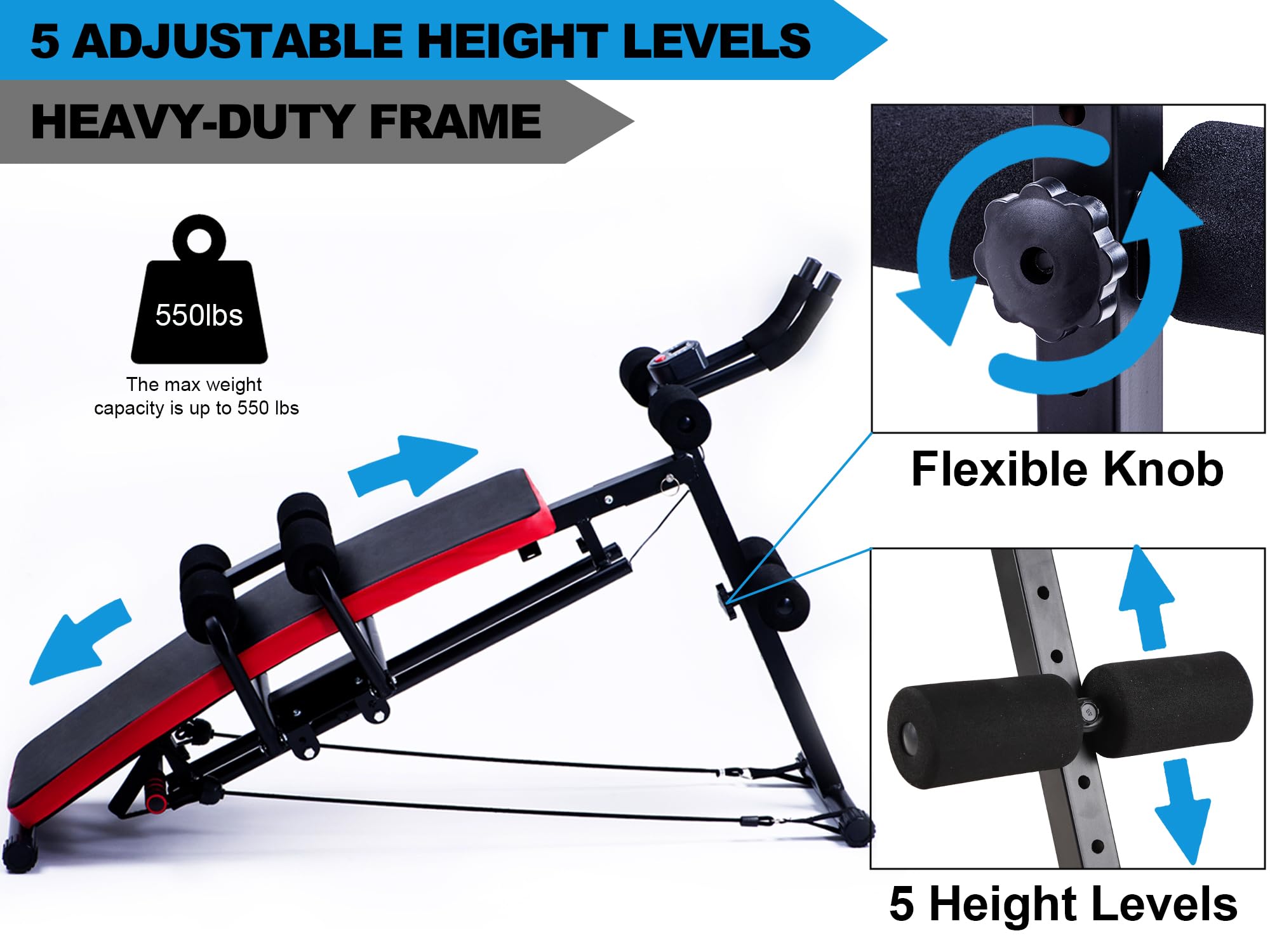 KESHWELL Adjustable Ab Workout Machine for Home Gym - Core Strength Training Equipment with Resistance Bands, LCD Display & Foldable Sit Up Bench | Perfect for Abs Exercise, Full Body Workout & Home Fitness Training