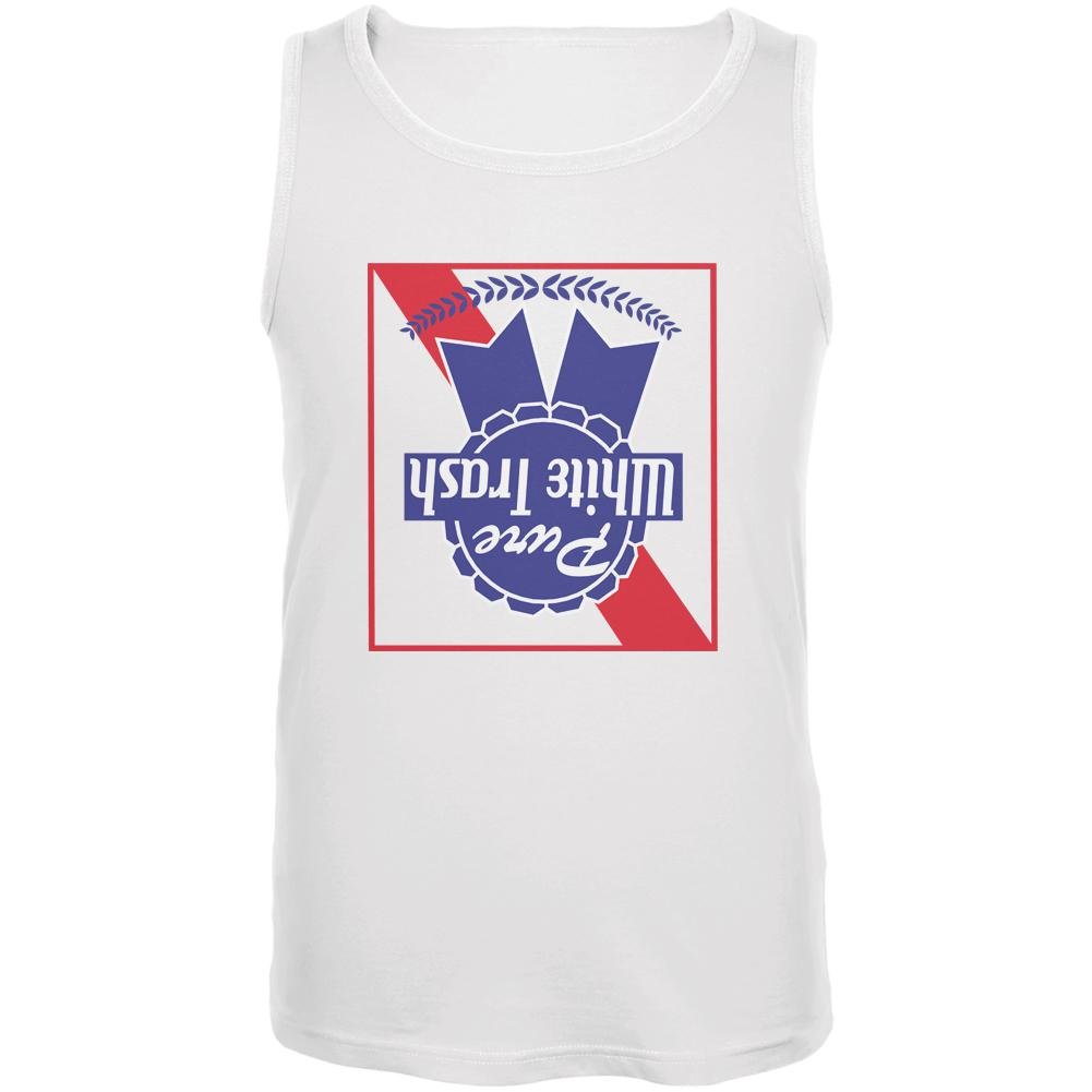 Old Glory 4th of July Patriotic Men's Tank Top - Pure White Trash Keg Stand Edition - White Size MD - Perfect for BBQ Parties & Independence Day Celebrations