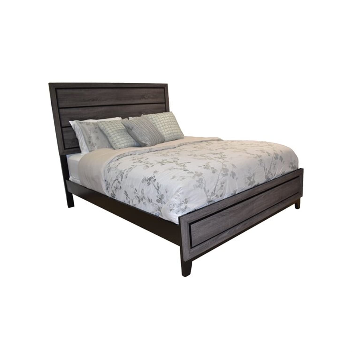 4Pcs Queen Size Solid Wood Bedroom Furniture Set with Headboard & Footboard - Includes Nightstand, Dresser & Mirror in Gray - Perfect for Modern Master Bedroom & Guest Room Decor