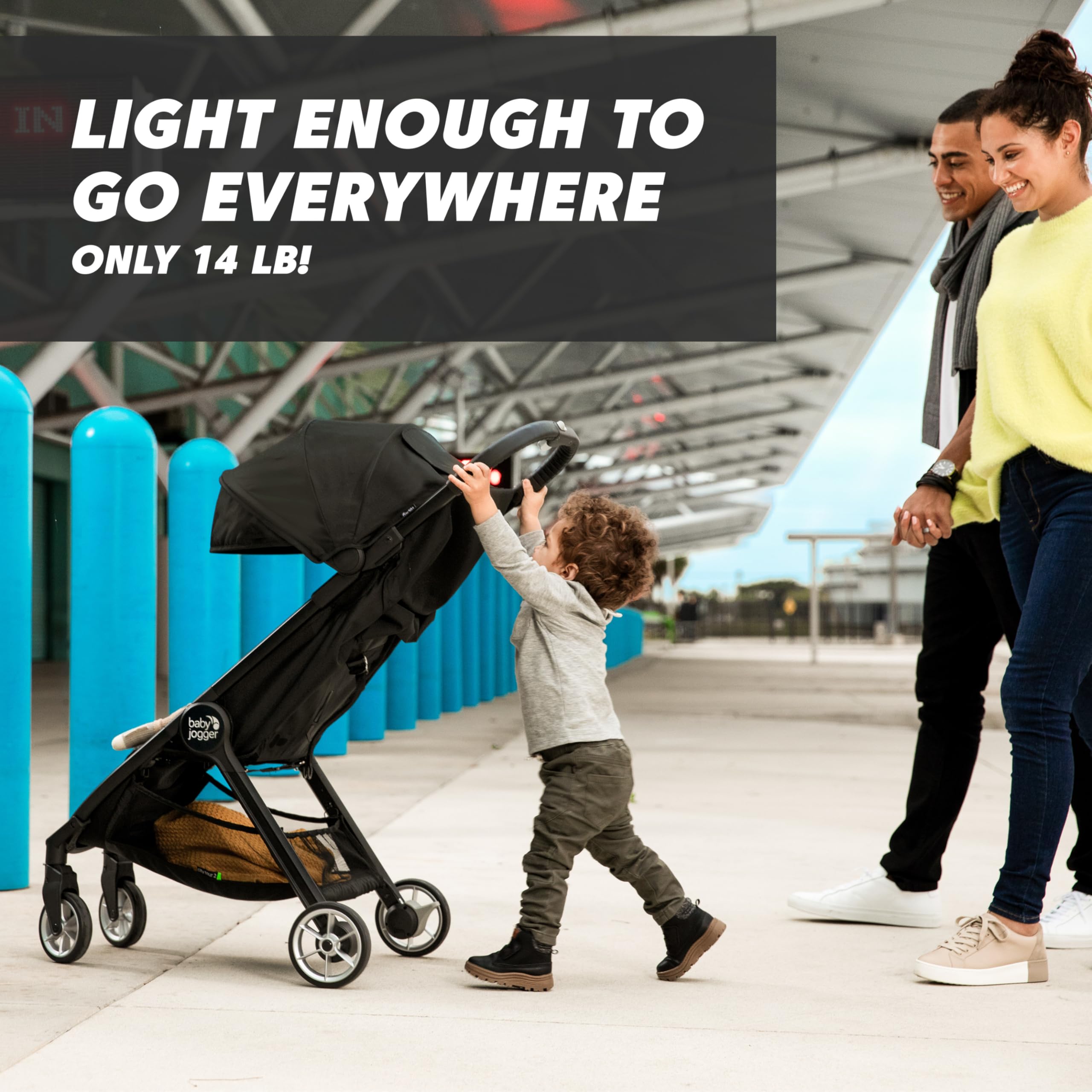 Baby Jogger City Tour 2 Ultra-Compact Travel Stroller - Lightweight & Foldable Stroller for Infants & Toddlers, Jet Black - Perfect for Air Travel, Shopping & Daily Outings