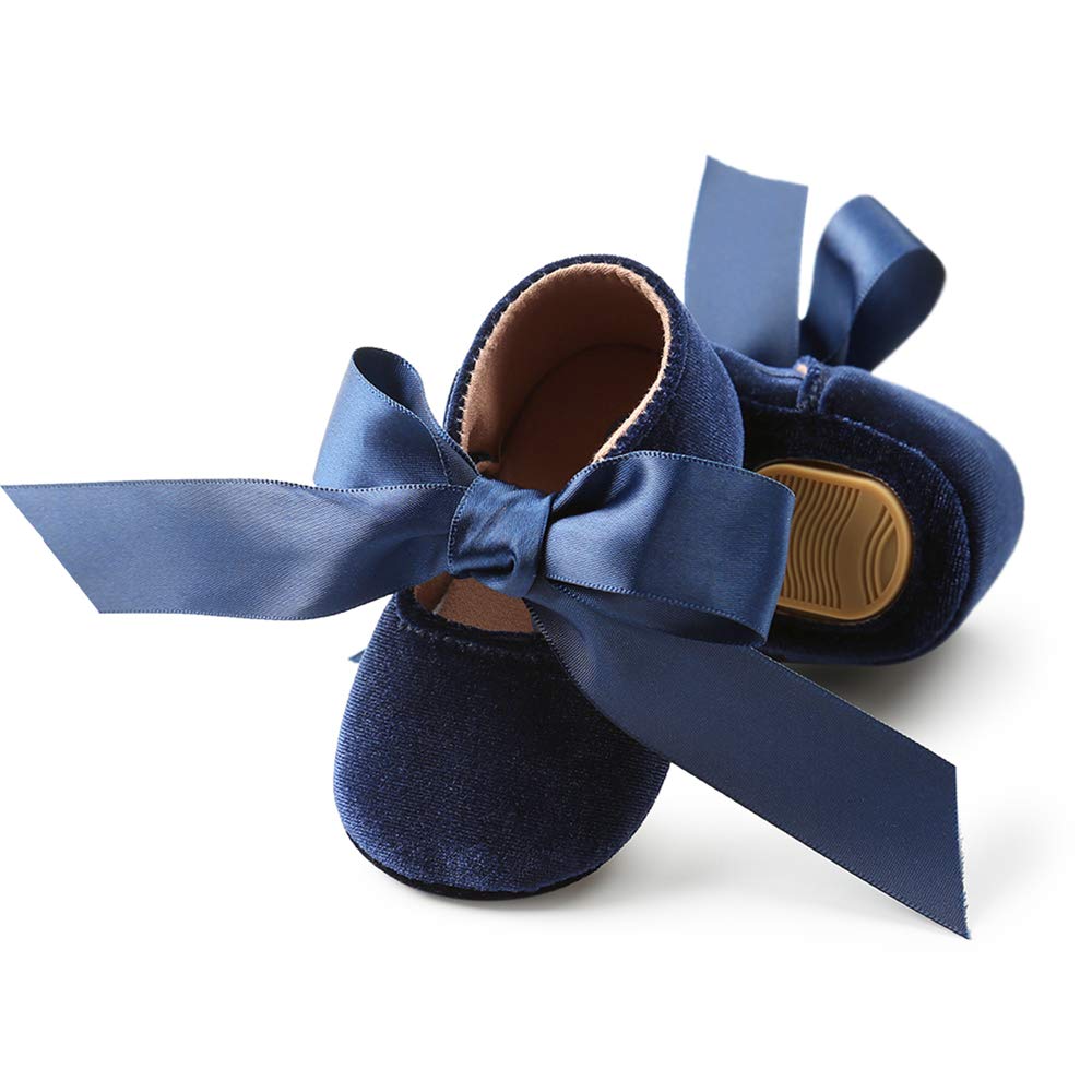 Baby Girls Mary Jane Flats - Anti-Slip Rubber Sole Bow Dress Shoes for Toddlers | Princess Style First Walkers for Parties & Special Occasions