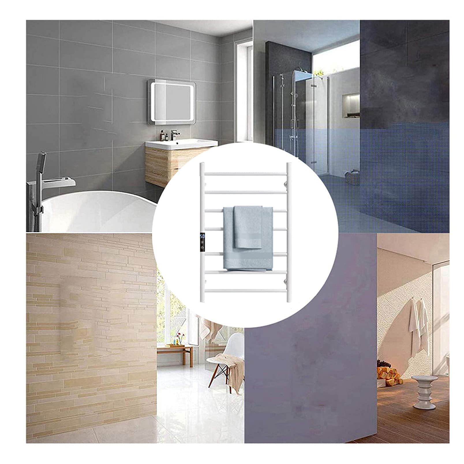 APUM Electric Towel Warmer - Stainless Steel 7-Bar Wall Mounted Heated Towel Rack with Timer for Bathroom | Fast Heating, Energy Efficient | Perfect for Spa, Hotel & Luxury Home Use (White, Hardwired)