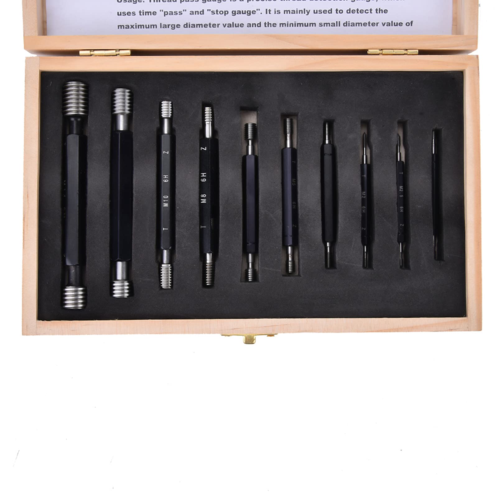 10PCS Metric Thread Plug Gauge Set - Precision Pitch Diameter Measurement Tool for NPT & BSP Threads | Double-End Through Stop Design | Ideal for Quality Control in Manufacturing & Mechanical Engineering