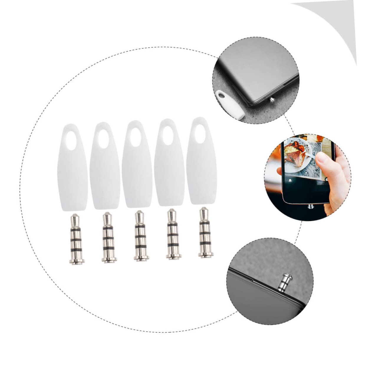 ABOOFAN 5-Pack Silicone Microphone Covers - Noise Cancelling Mic Blocker for Headset & Portable Mics, Dual-Purpose White Silica Gel Accessories (Perfect for Online Meetings, Gaming & Recording Studios)