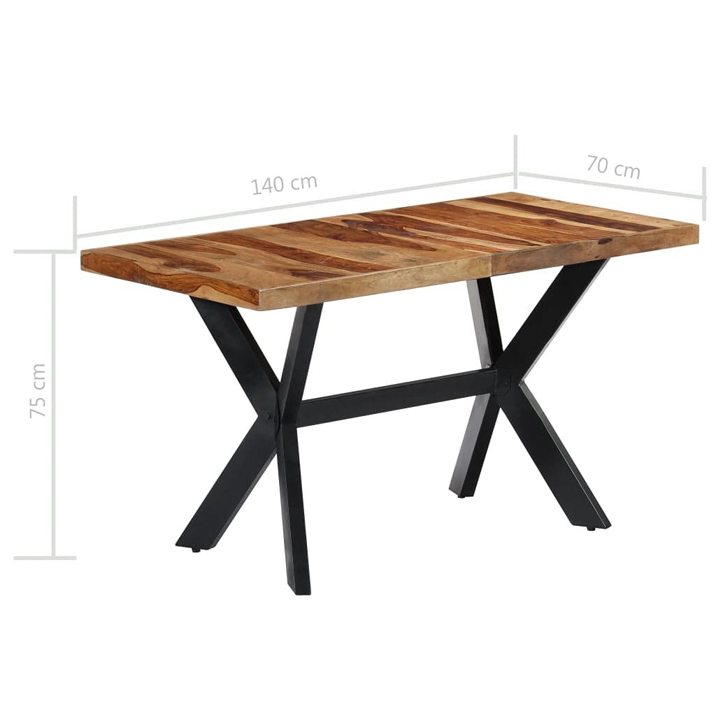 Modern Rectangular Dining Table with Sturdy Steel Cross Frame - 55.1