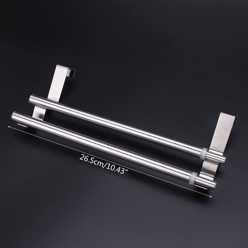 Asukohu Adjustable Over Door Towel Rack - Expandable Hanging Bar for Bathroom, Kitchen & Hotel Storage - Space Saving Shelf Organizer for Towels, Robes & Clothes (Perfect for Small Spaces & Closet Organization)