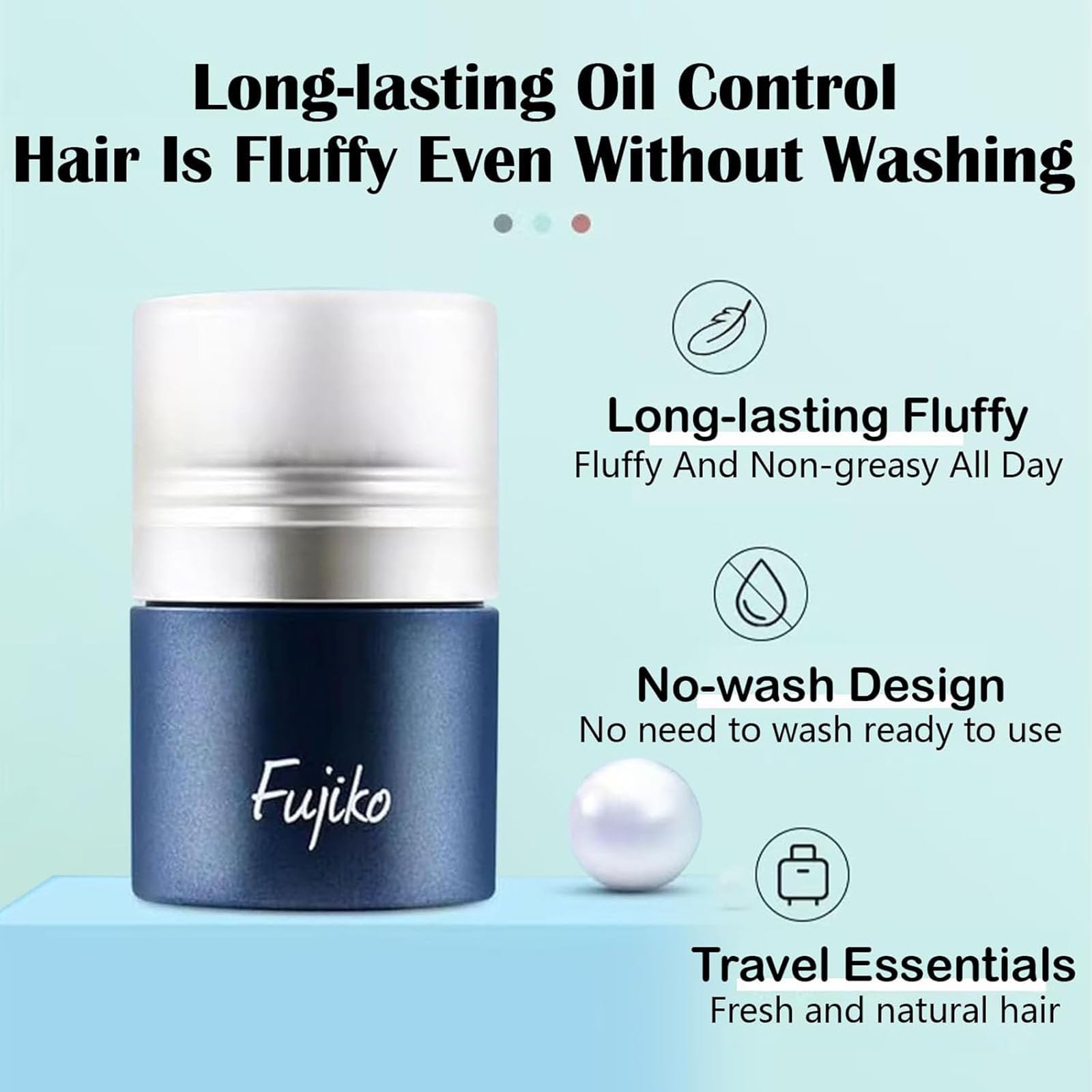 Fuj Iko Dry Shampoo Powder for Dark Hair - No Wash Volumizing Hair Powder, Instant Oil Absorbing & Fluffy Texture (2 Pack) - Perfect for Travel, Gym & Quick Hair Refresh