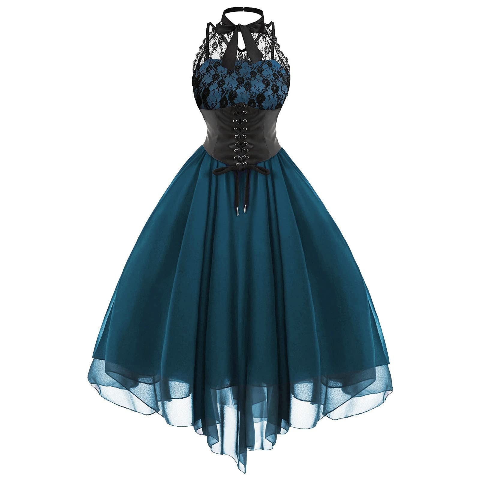 Vintage Lace Princess Mini Dress - Sleeveless Retro Court Women's Maxi Wrap Dress for Parties, Weddings & Special Occasions