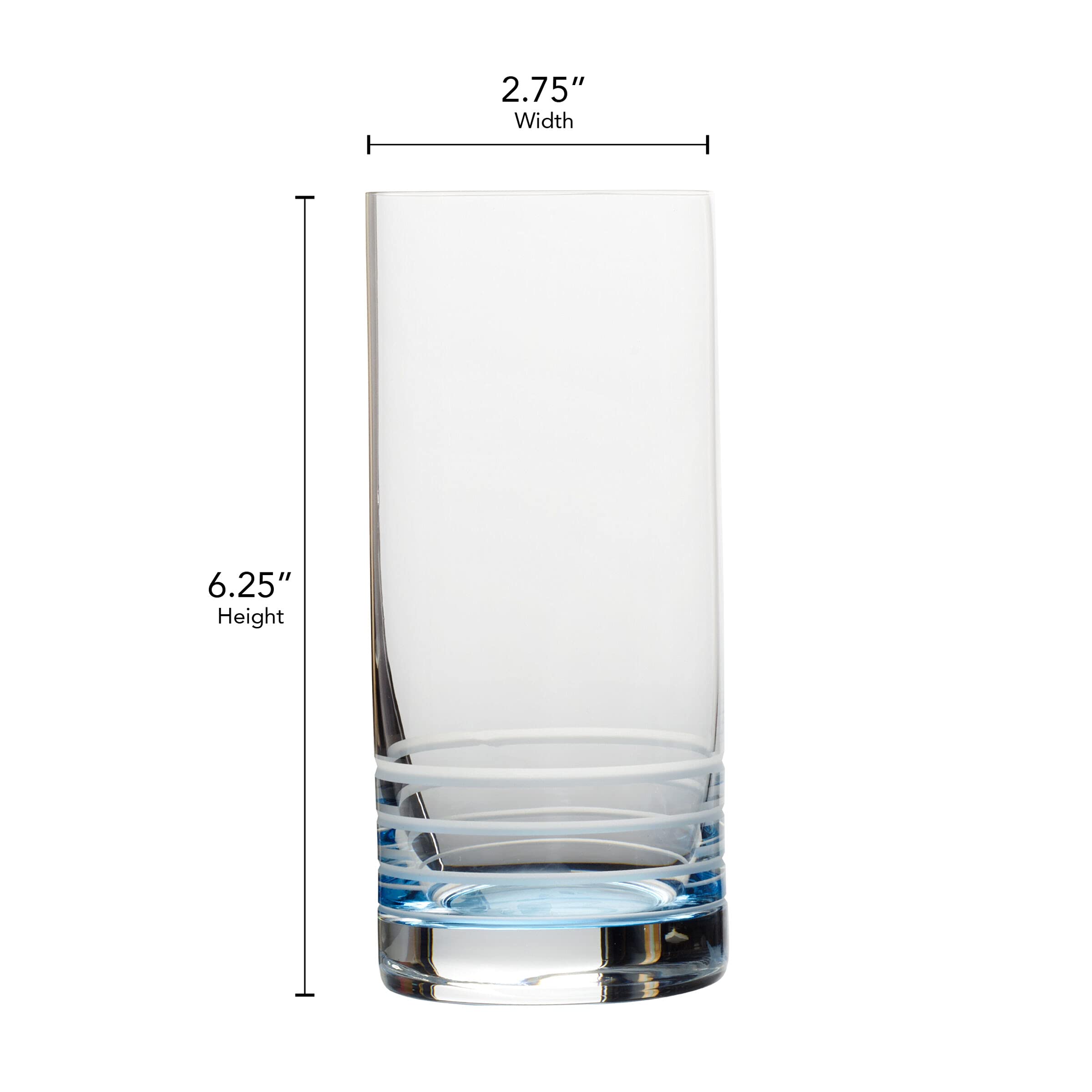 Mikasa Cal Ombre Highball Tumbler Cups - Set of 4 (17 oz) - Blue Glass Drinking Glasses for Cocktails, Iced Coffee & Home Bar Use