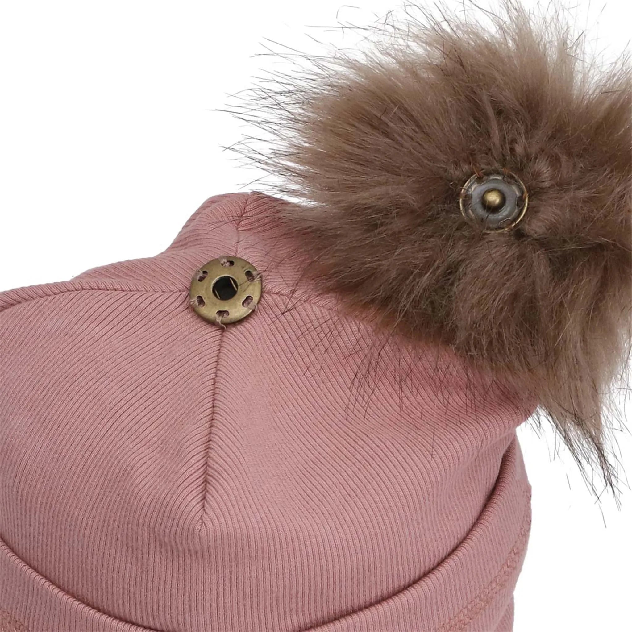 CaliKids Baby and Toddler Mid Season Pompom Rib Hat for Boys & Girls 3-18 Months - Soft Warm Beanie for Winter & Fall - Perfect for Outdoor Play, Photo Shoots & Holiday Gifts