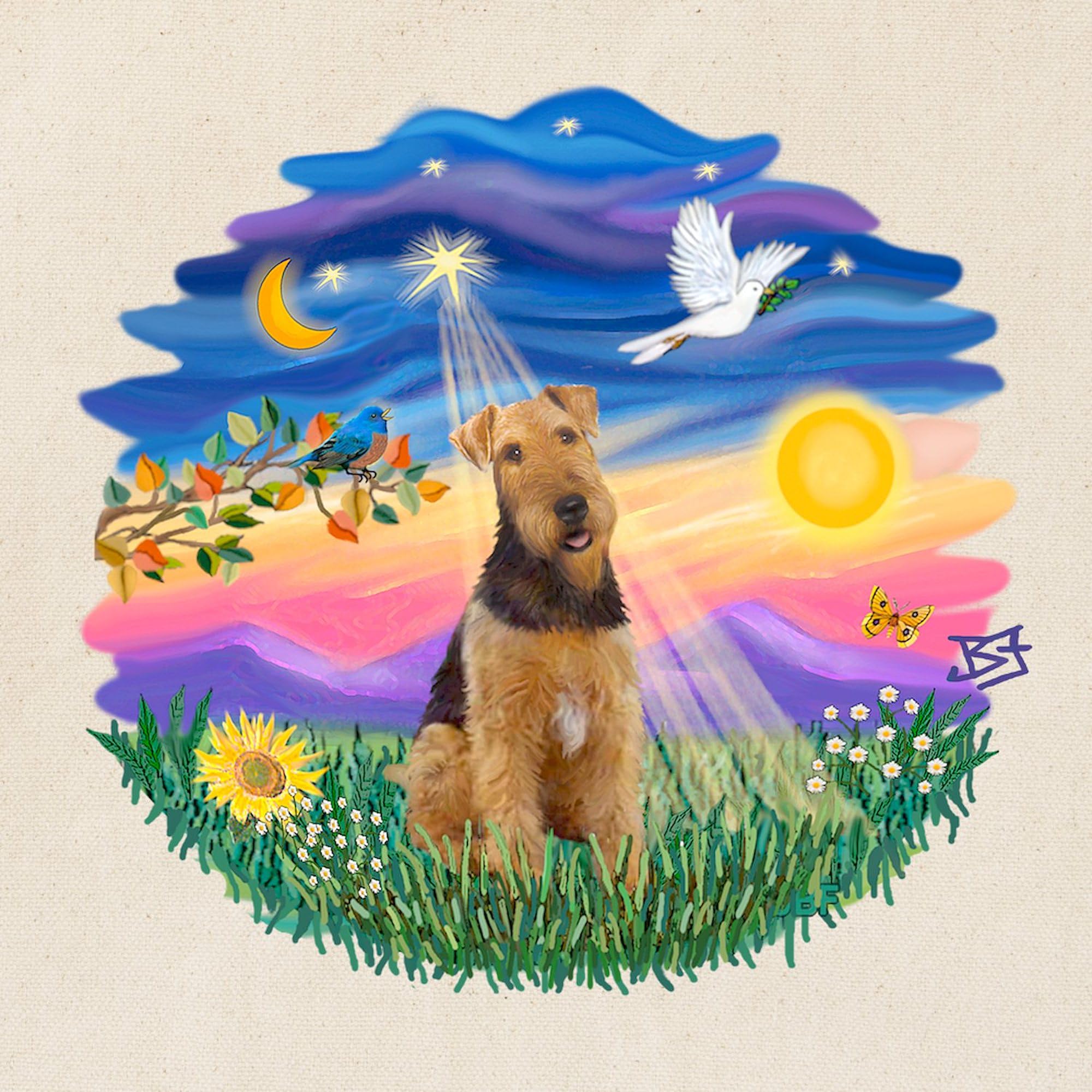 Twilight Airedale #1 Natural Canvas Tote Bag - Eco-Friendly Reusable Shopping Bag for Groceries, Beach & Daily Use