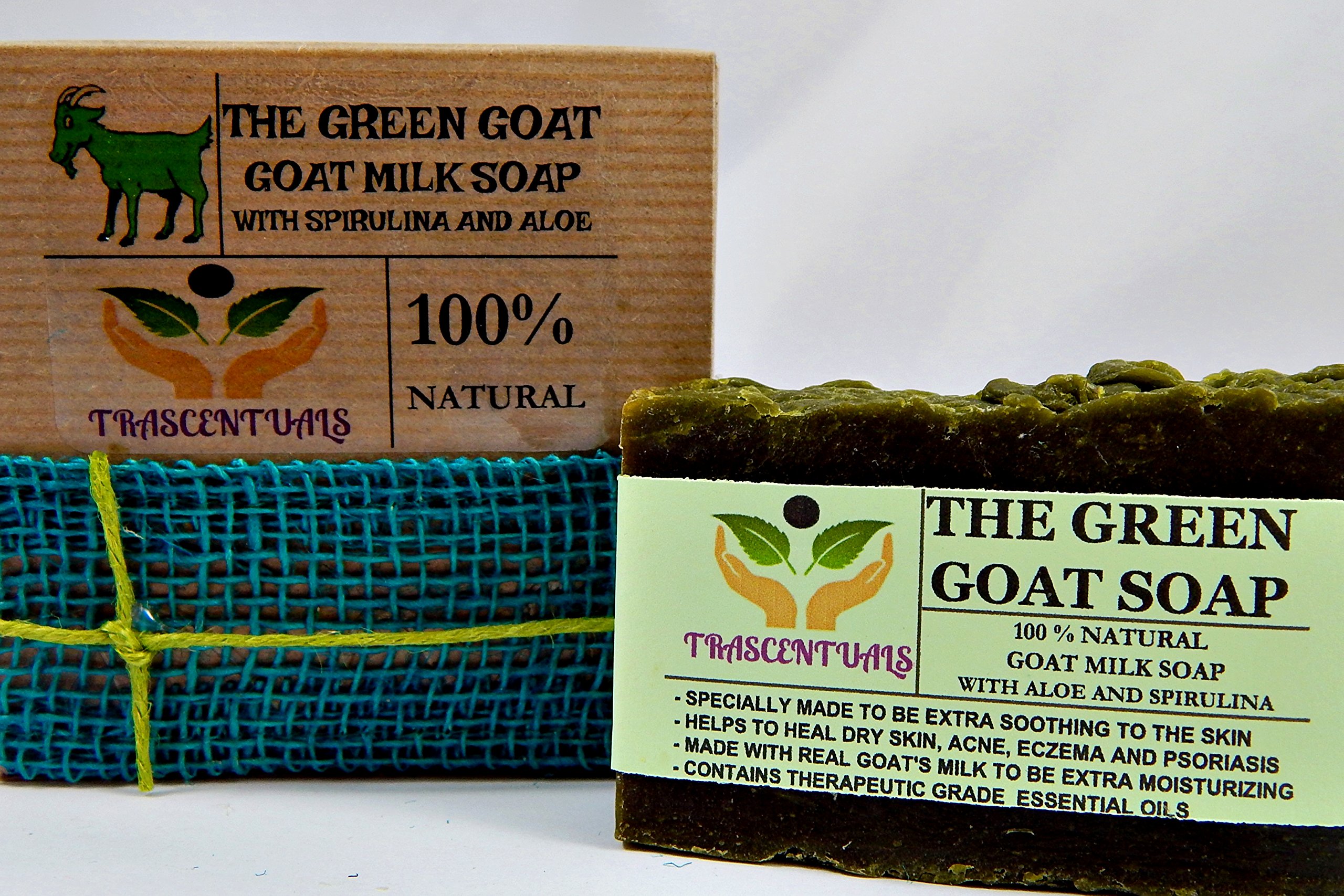 Aloe Vera Soap with Spirulina & Goat Milk - Deep Moisturizing Bar for Face & Body - Helps Treat Acne, Eczema & Psoriasis - Natural Skincare Solution (1 Pack) - Perfect for Sensitive Skin & Daily Cleansing Routine