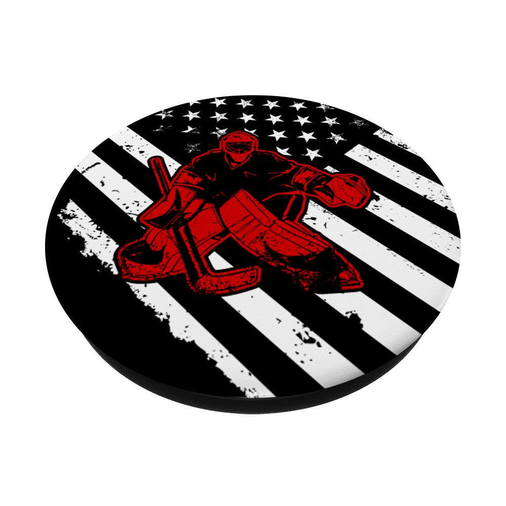 USA Flag Hockey Goalie PopSockets PopGrip - Swappable Phone & Tablet Grip - Perfect Birthday & Christmas Gift for Goalie Fans - Great for Hockey Games, Training & Fan Support