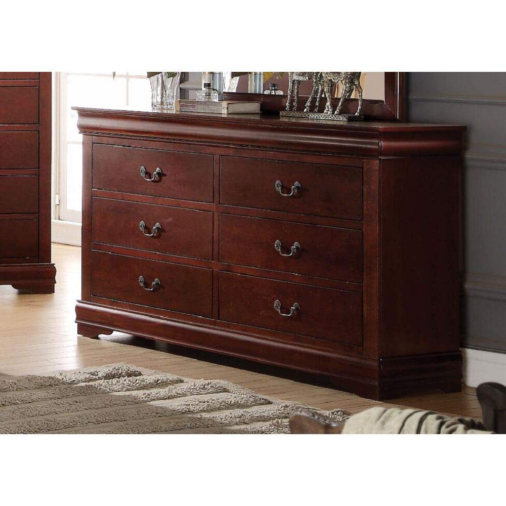 Oeey Cherry Wood Dresser - 6-Drawer Bedroom Storage Organizer for Clothes, Linens & Accessories | Perfect for Bedroom, Living Room, Closet, Entryway & Hallway Organization