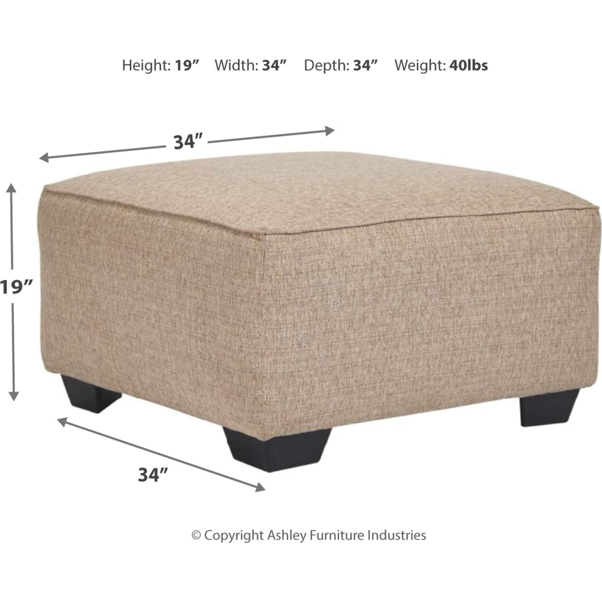 Bartlett Oversized Accent Ottoman - Hemp Fabric Storage Bench with Tufted Design | Perfect for Living Room, Bedroom & Home Decor