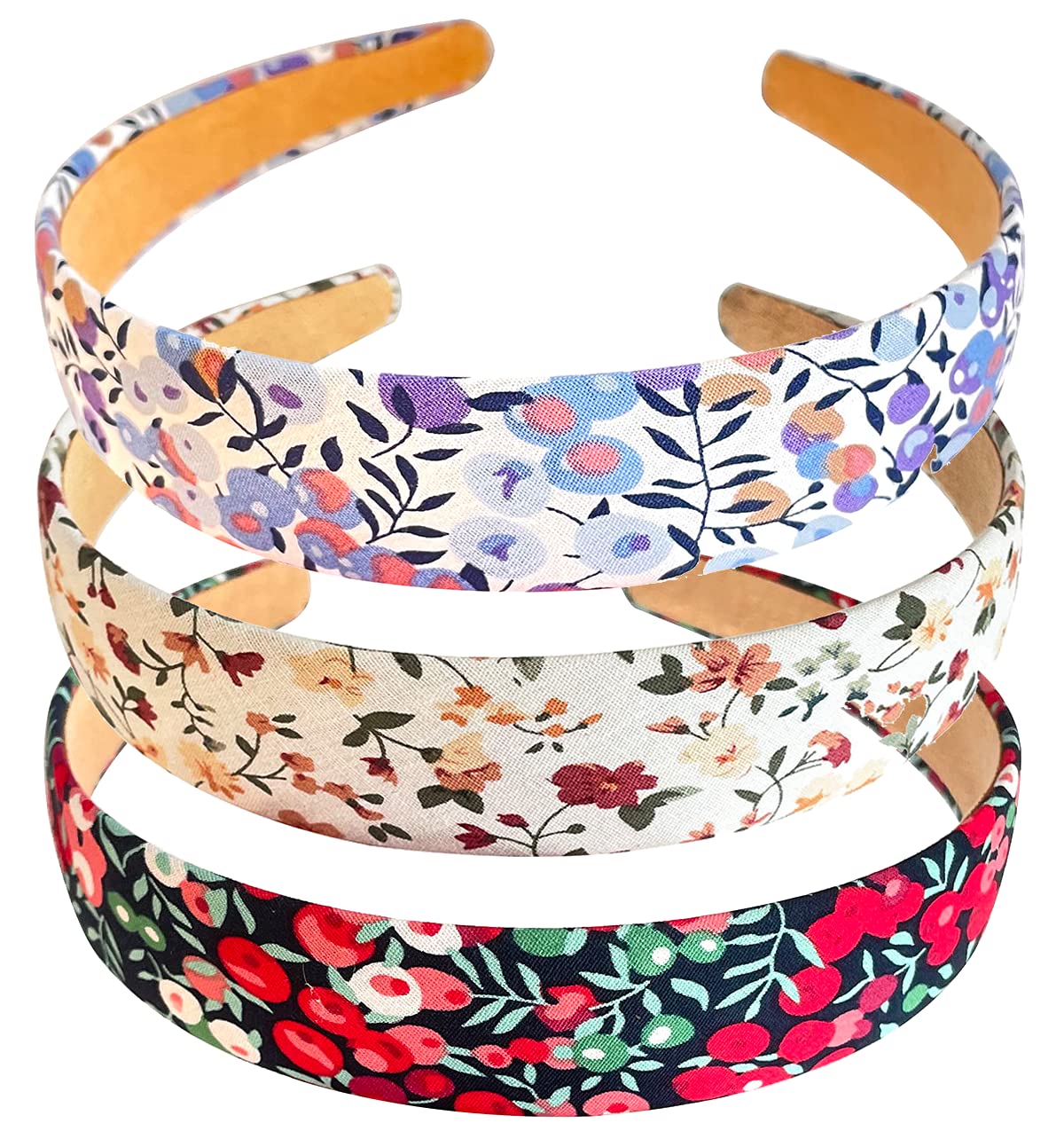 Chunx 6-Pack 25mm Floral Headbands for Women & Girls - Non-Slip Hair Hoops, Plain Hair Accessories for Daily Wear, Parties, and Special Occasions