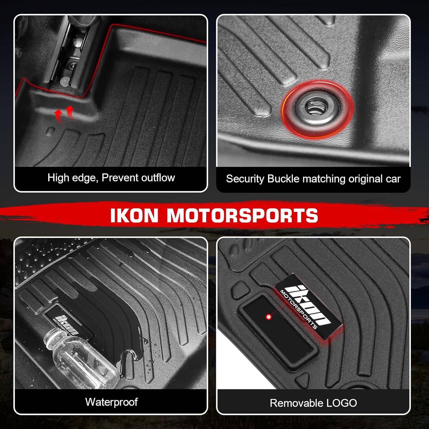 IKON 3D Molded All-Weather Floor Mats for 2022-2025 Lexus NX - Custom Fit Front & Rear Seat Protection - Black TPE Thermo Plastic Elastomer Carpet Liners (3-Piece Set) - Perfect for Daily Commutes, Road Trips, and Off-Road Adventures