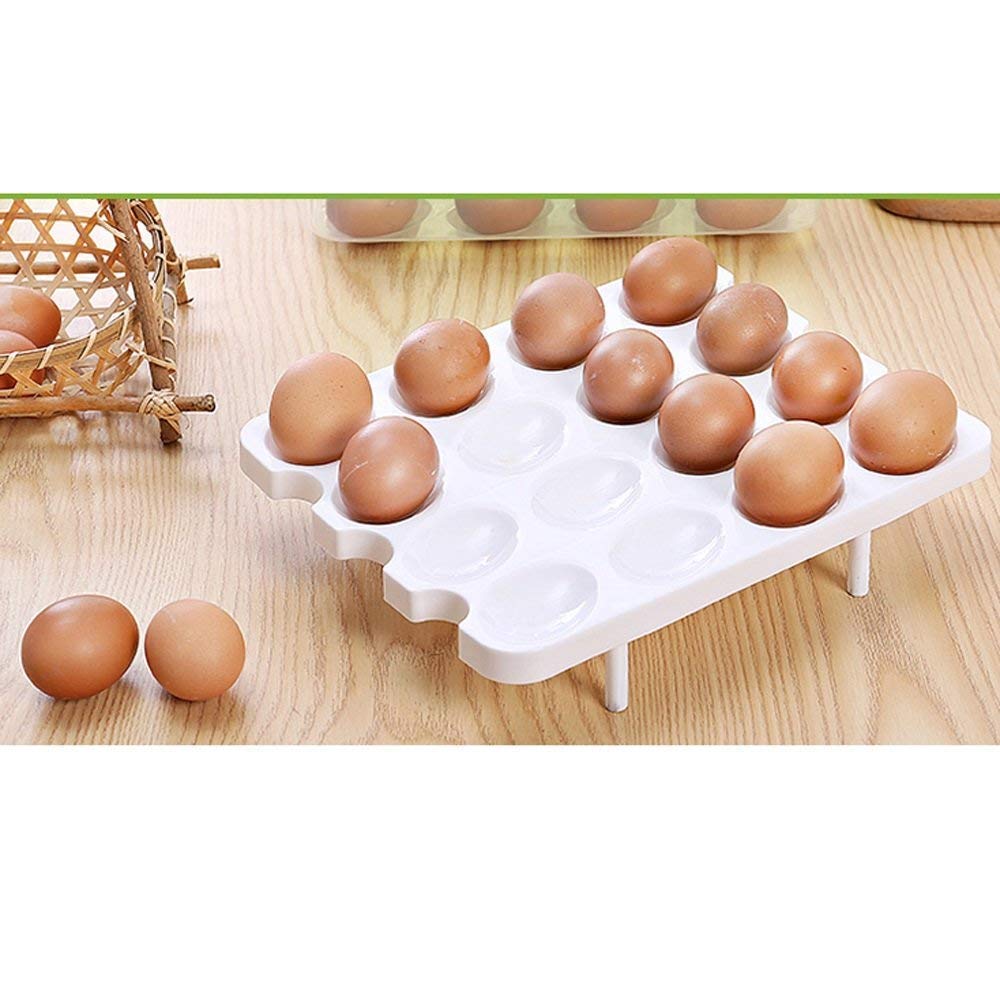 Wrixty Double Layer 32 Grid Egg Storage Container with Lid & Handle - Refrigerator Organizer for Eggs, Fruits & Vegetables - Durable Kitchen Food Storage Box (Blue) - Perfect for Farm Fresh Eggs, Grocery Organization & Compact Fridge Space Saving